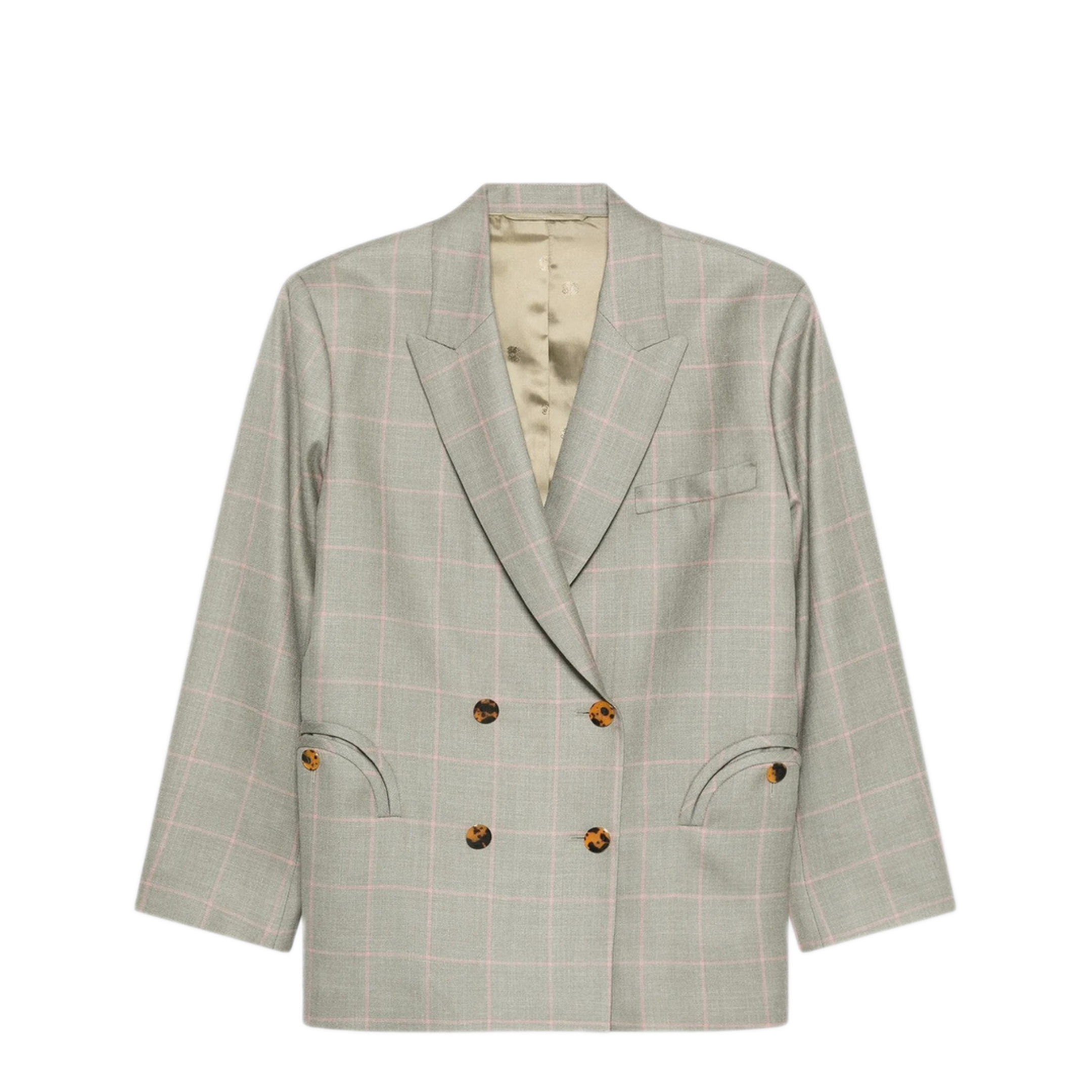 MAYFEYR - Blaze Milano - Double Breasted Beige Blazer With Pink Check Pattern - BZCHB01BAVYP01