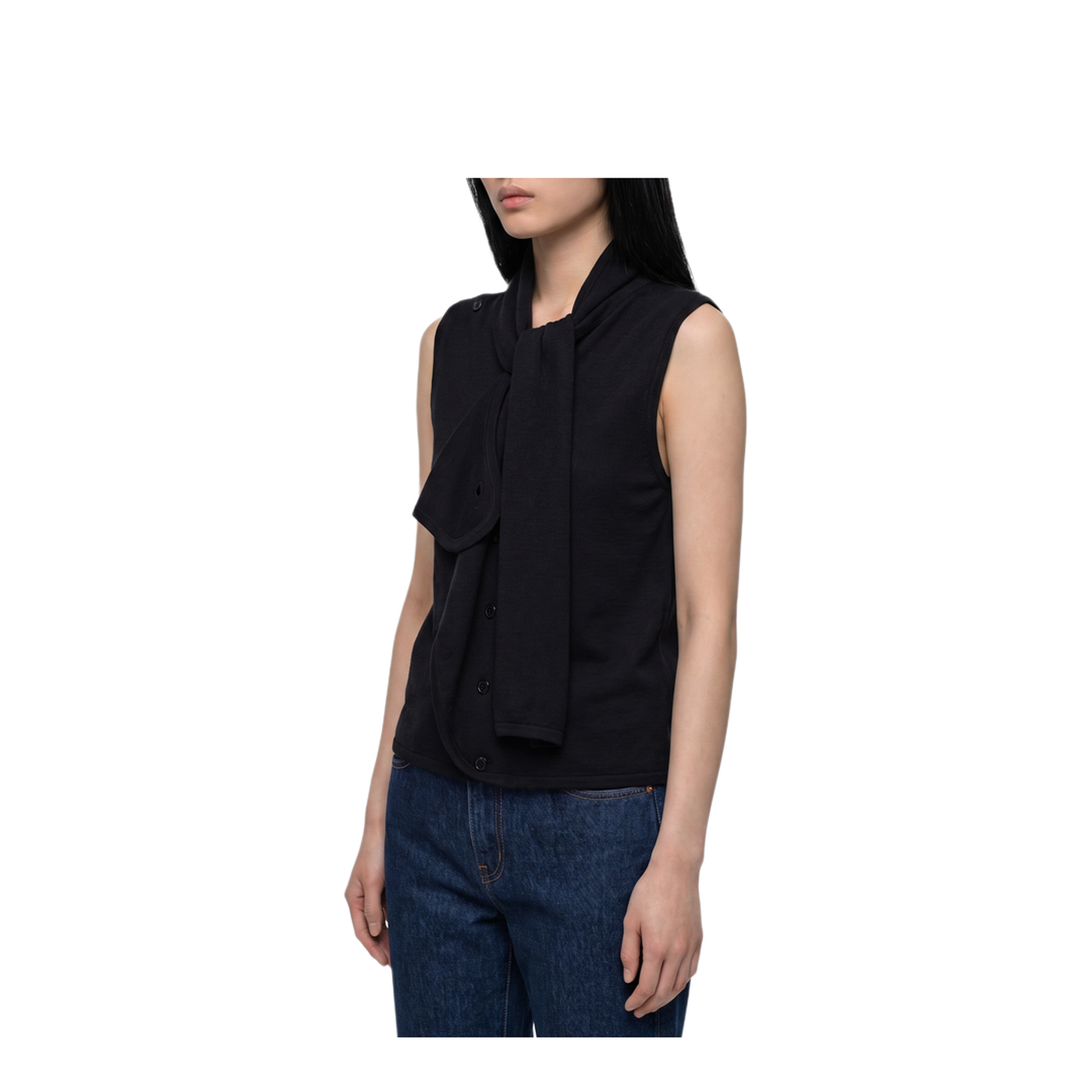 MAYFEYR - Lemaire - Asymmetrical Cardigan In Merino Wool Blend - PO0053LK1063BK999