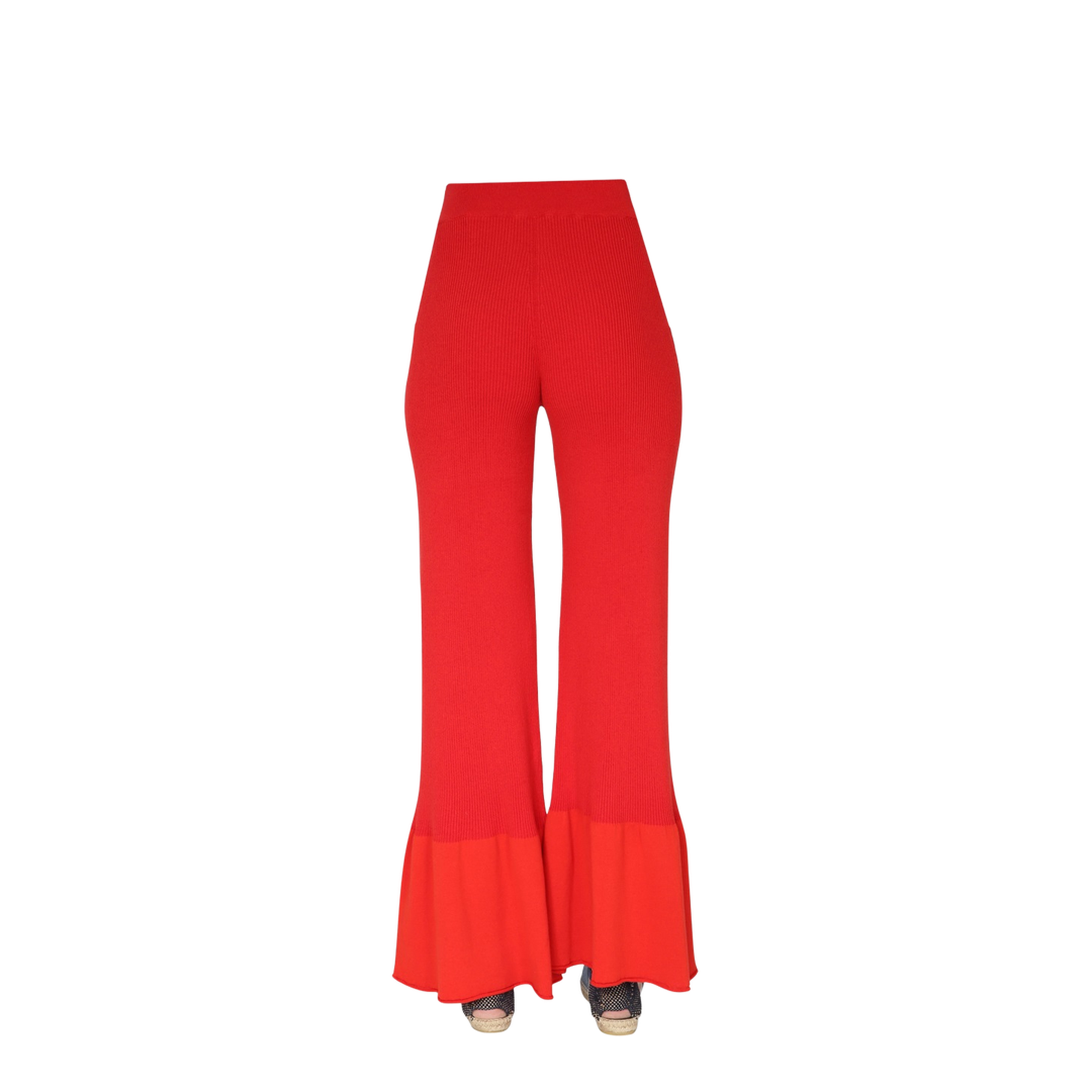 Double Layered Slinky Gold Hardware Belt Detail Trouser Co-Ord in Red