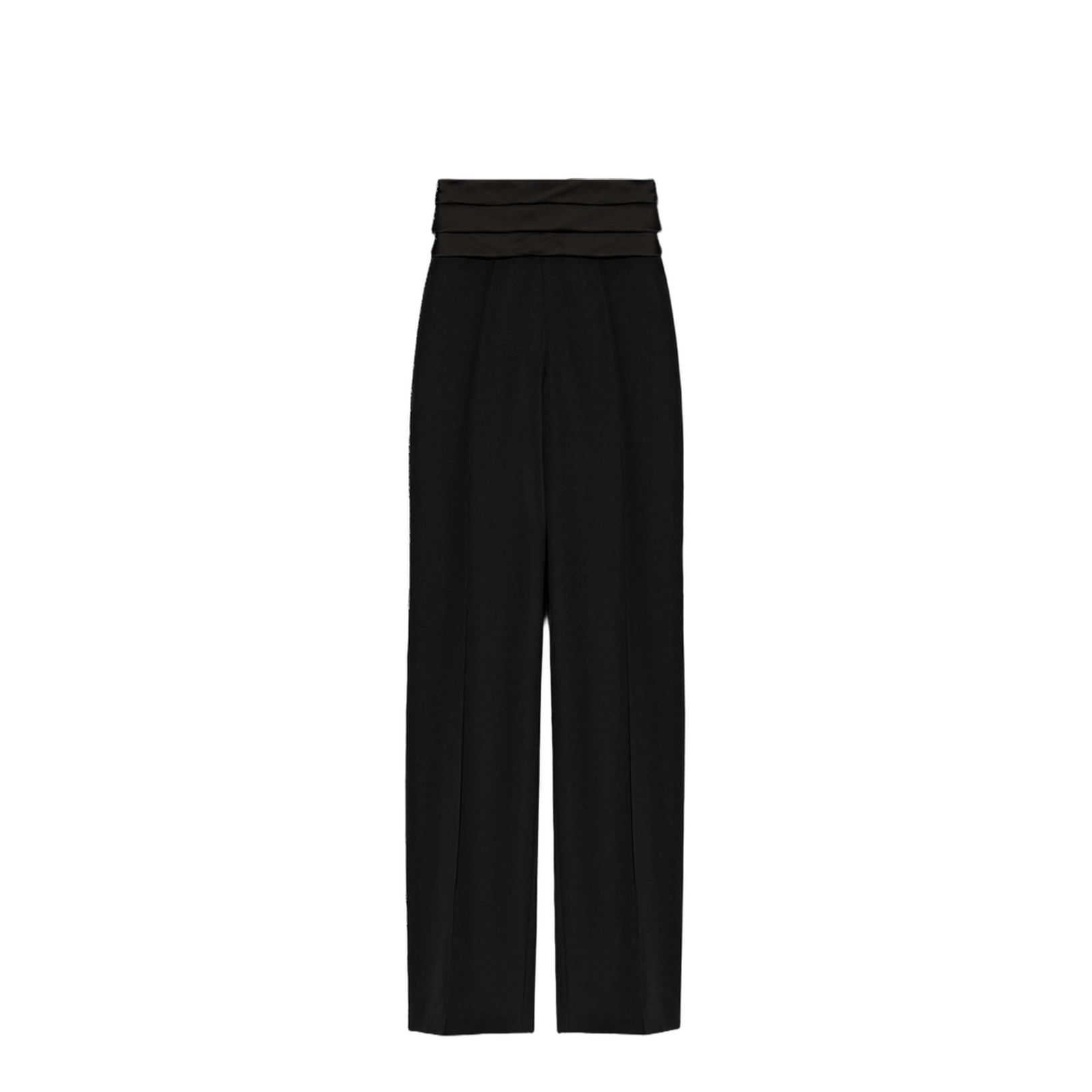 Black High-Waisted Satin Tailored Pants