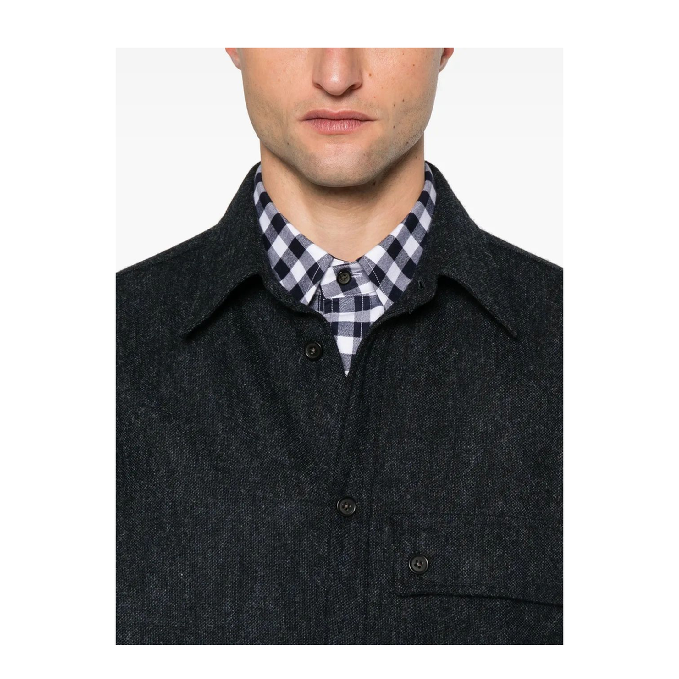 MAYFEYR - Thom Browne - Oversized Pc Shirt With Double Needle In Solid Donegal Tweed - MWL420A05385415