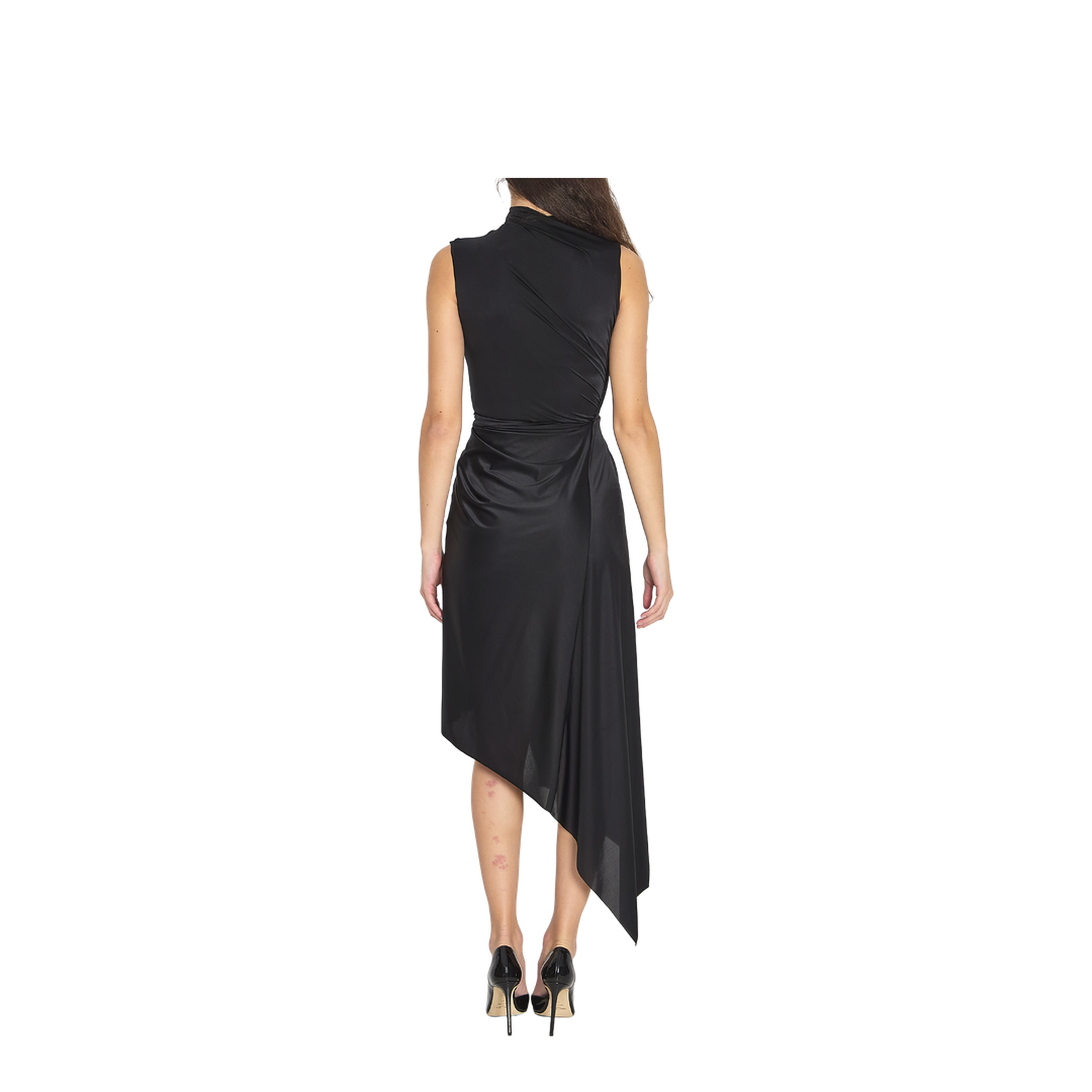 Long Asymmetric Dress In Stretch Fabric
