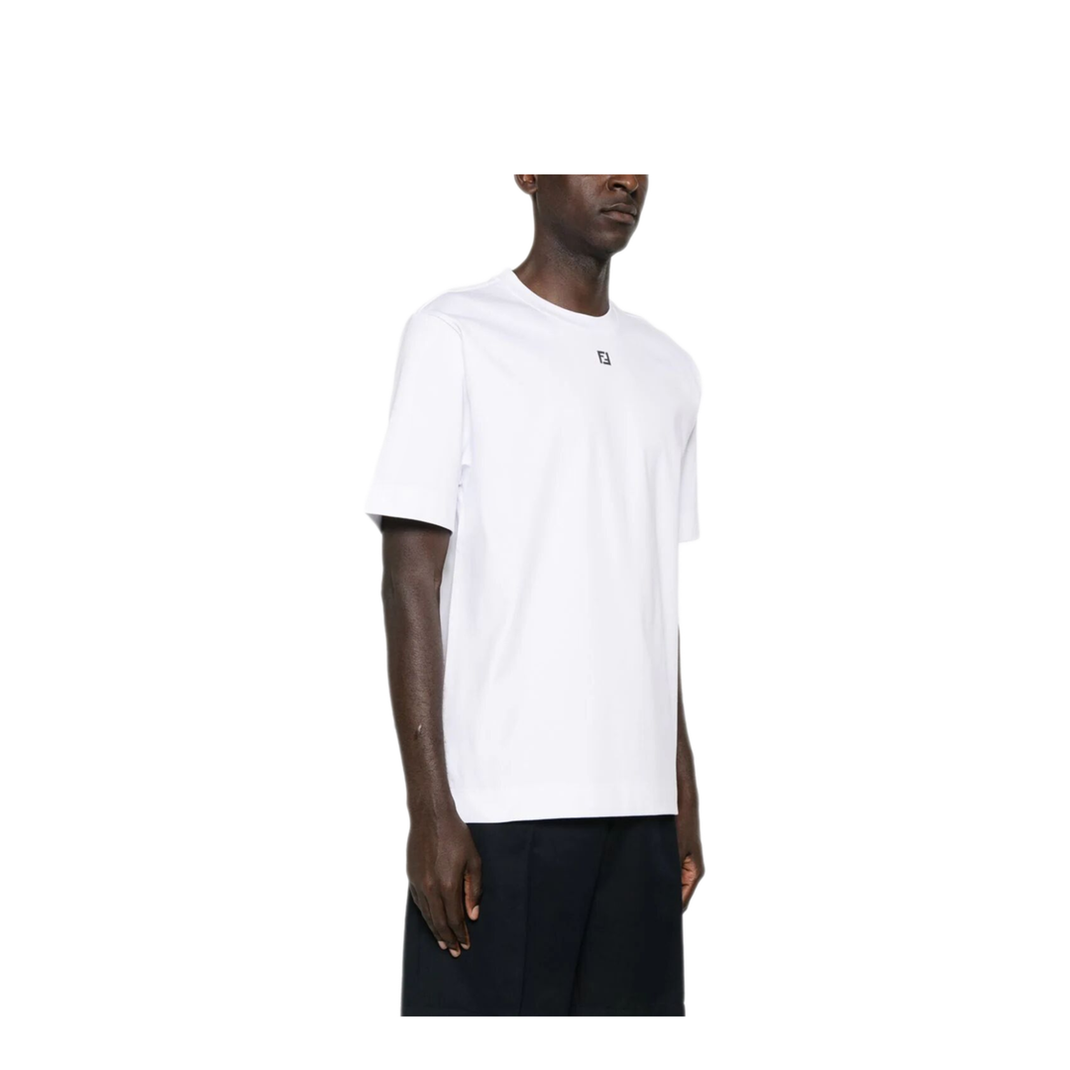 MAYFEYR - Fendi - Cotton T-Shirt With Metal Ff Appliqué - FY0936ARYYF0QA0