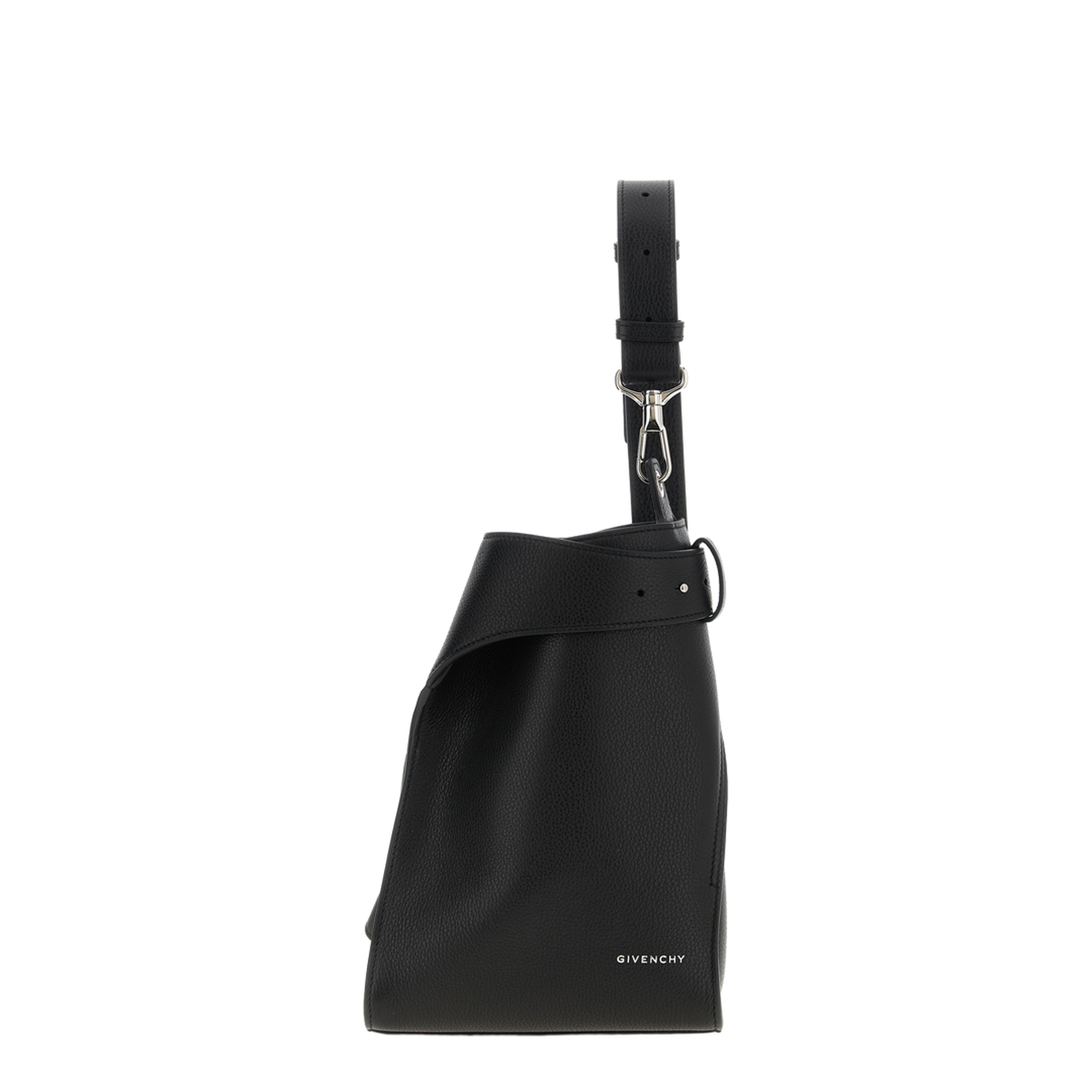 Small Belted Hobo Bag in Grained Leather