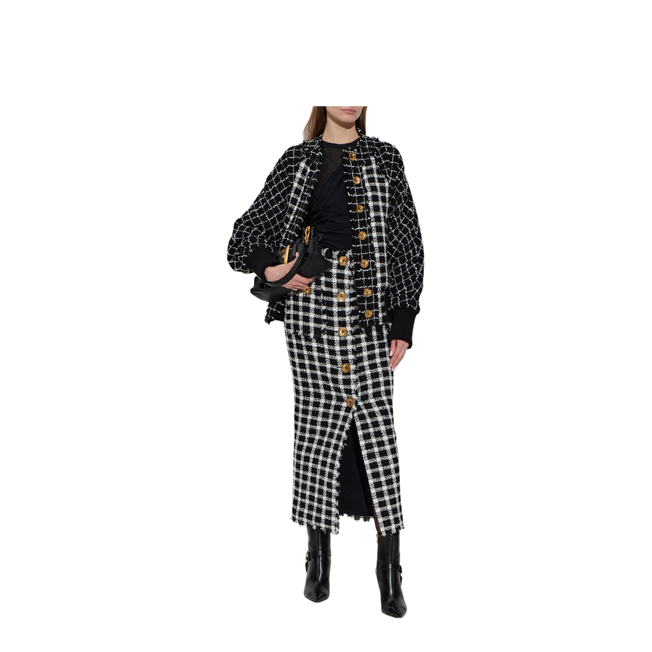 Tweed Bomber Jacket Black