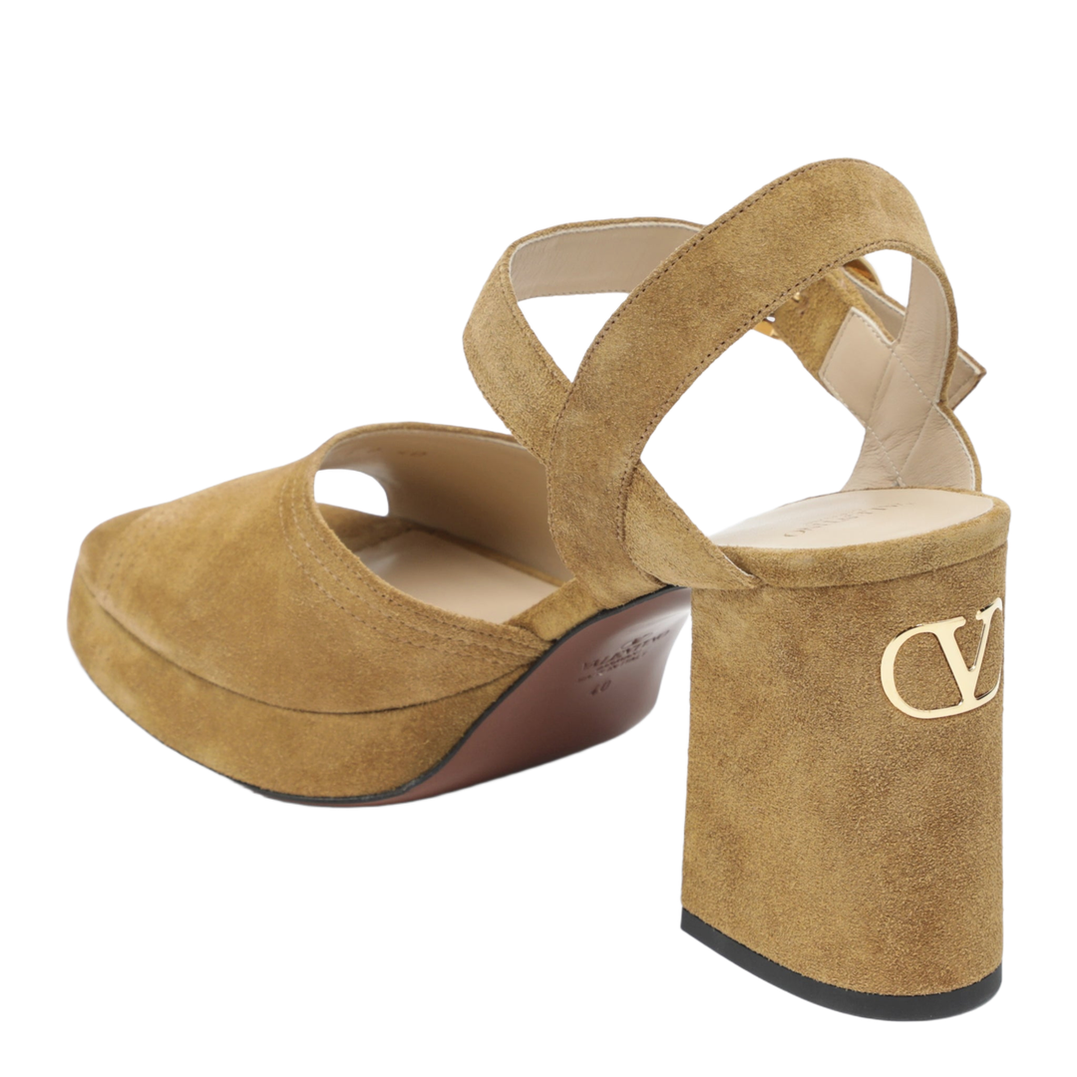 Beige Fawcette Platform Sandals in Split Leather
