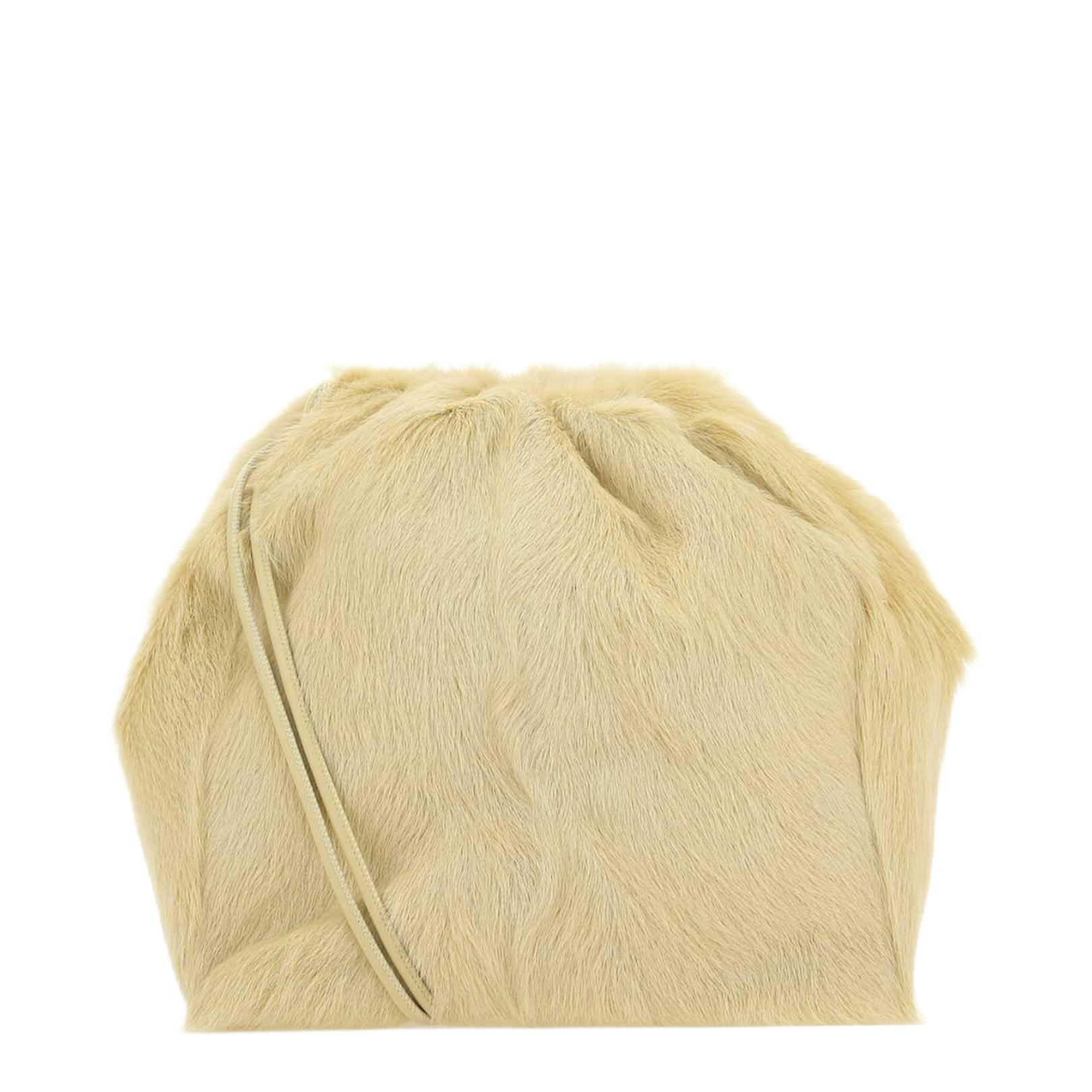 Cream Fur Dumpling Bucket Bag