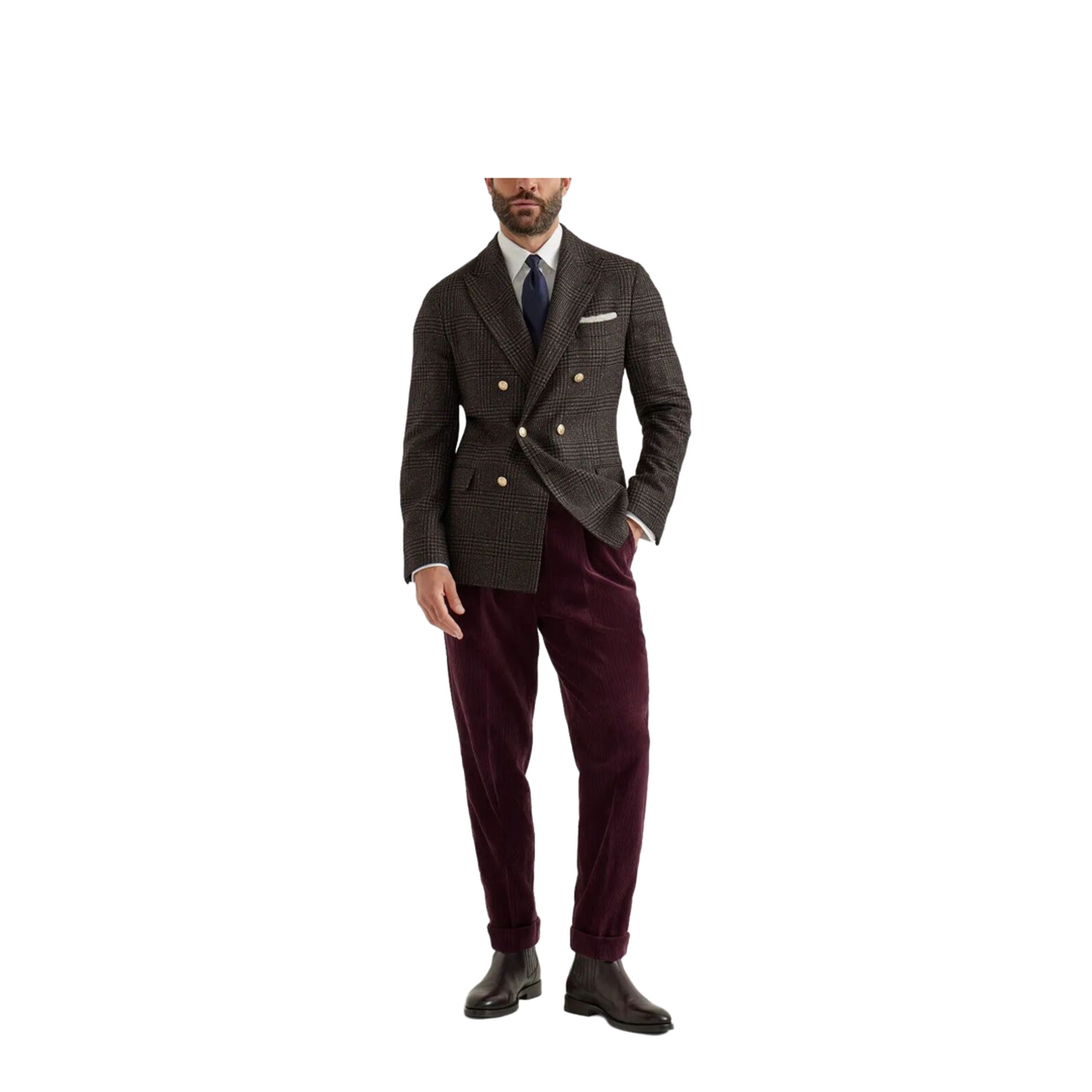 MAYFEYR - Brunello Cucinelli - Prince Of Wales One-And-A-Half Breasted Blazer With Metal Buttons - MV4167BPDG