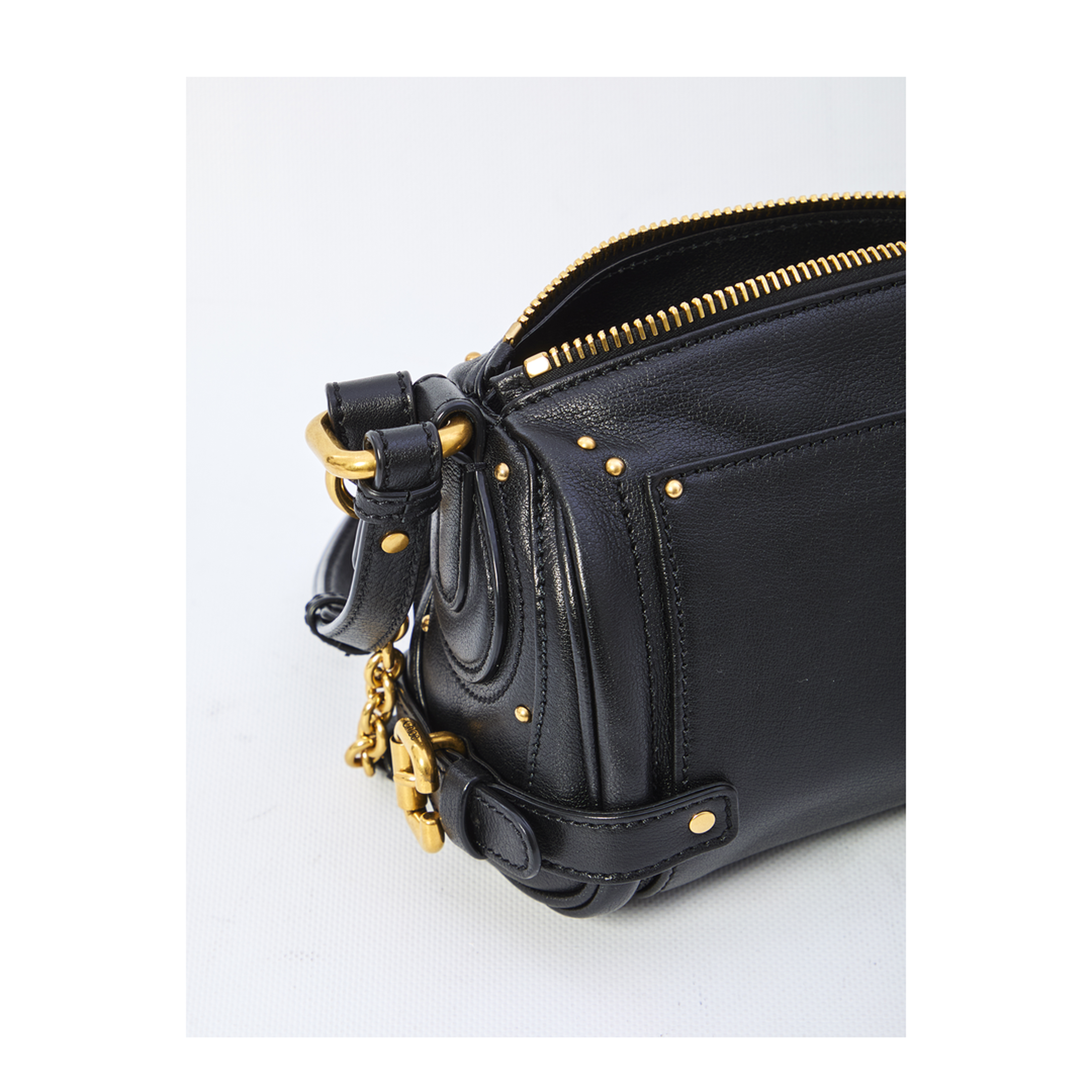 Small Paddington Chain Bag in Grained Leather Black