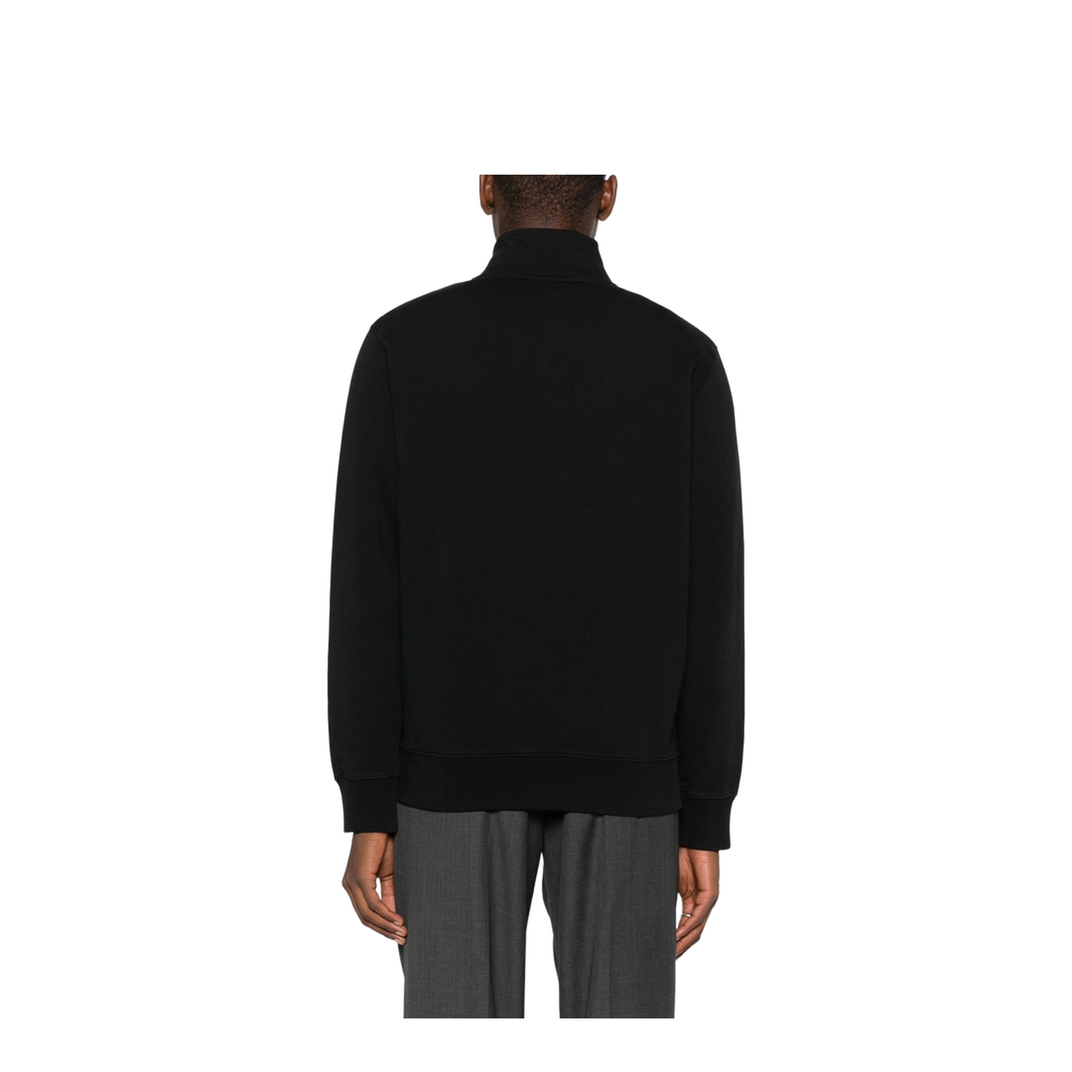 Black Wool Sweater - Fox Zip Neck