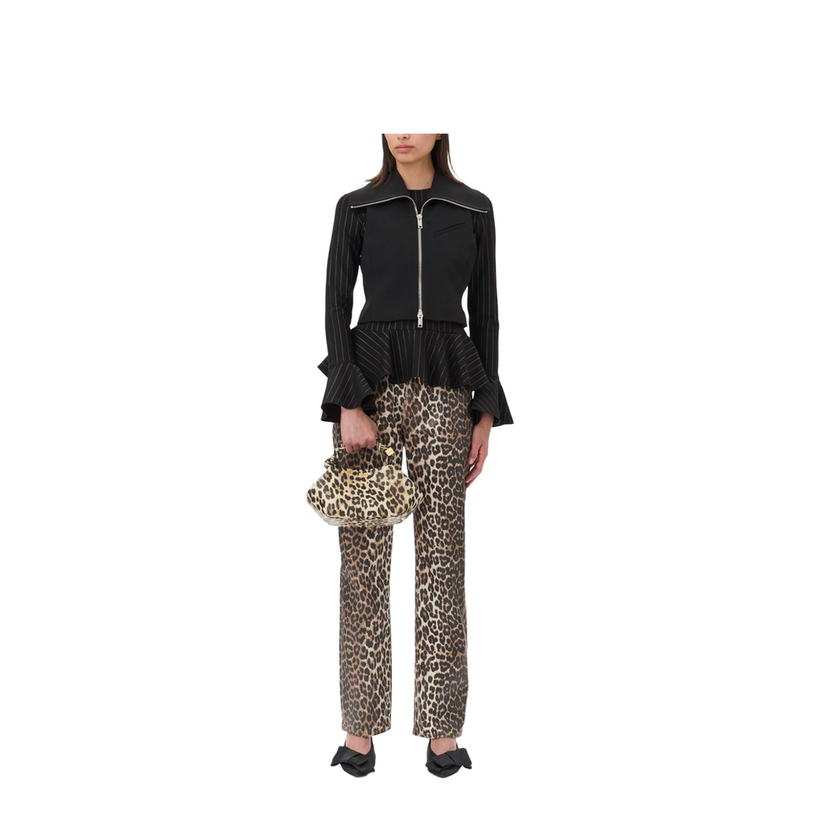 Black Recycled Polyester Crepe Texture Sweater