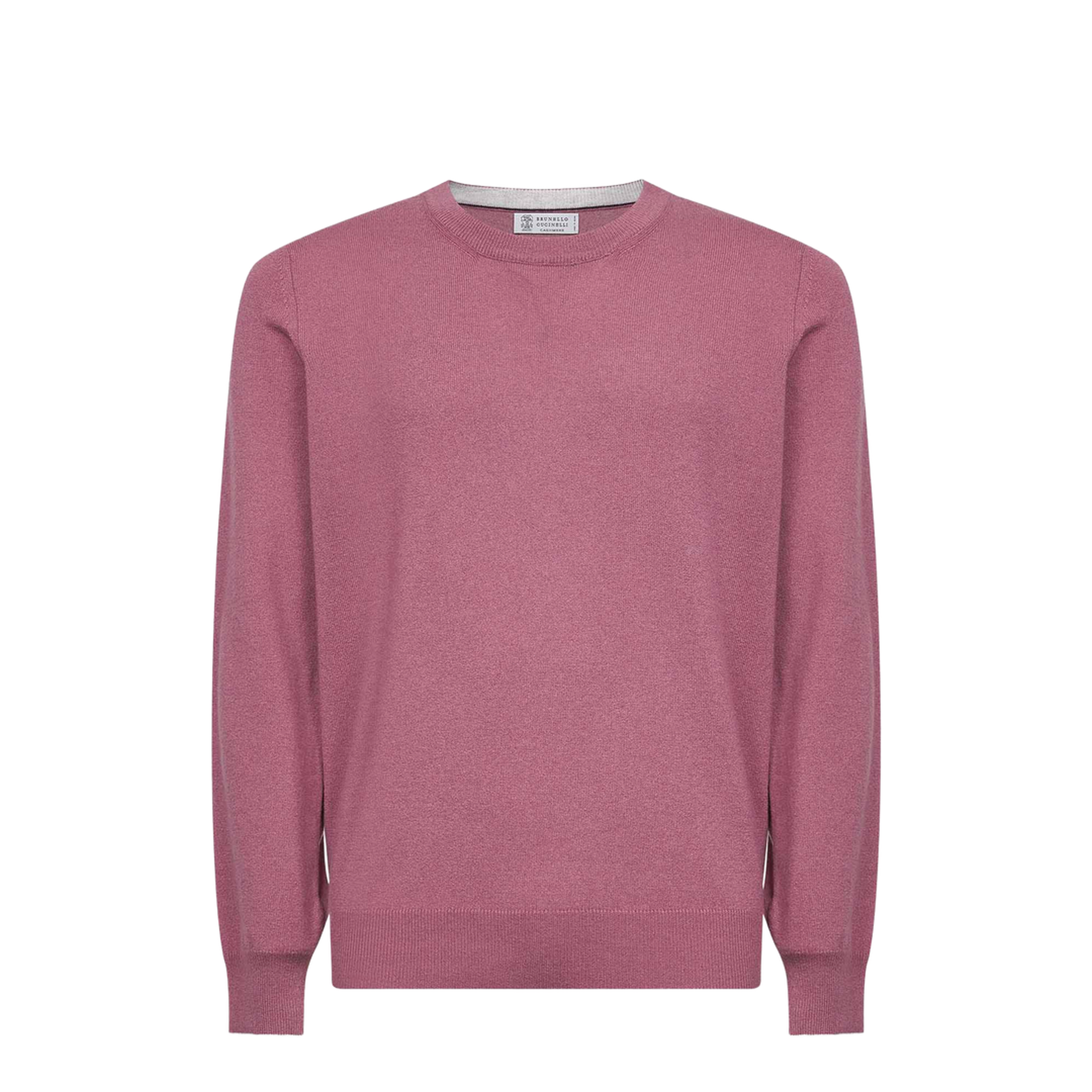 Ribbed Knitted Crewneck Sweater Pink