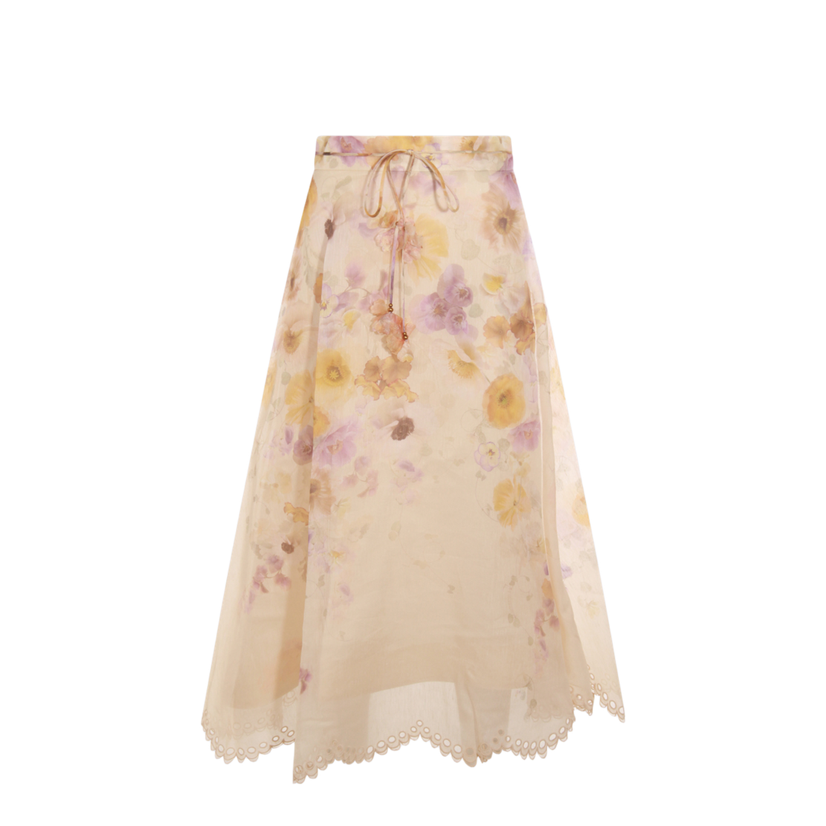 Printed linen blend Memento skirt