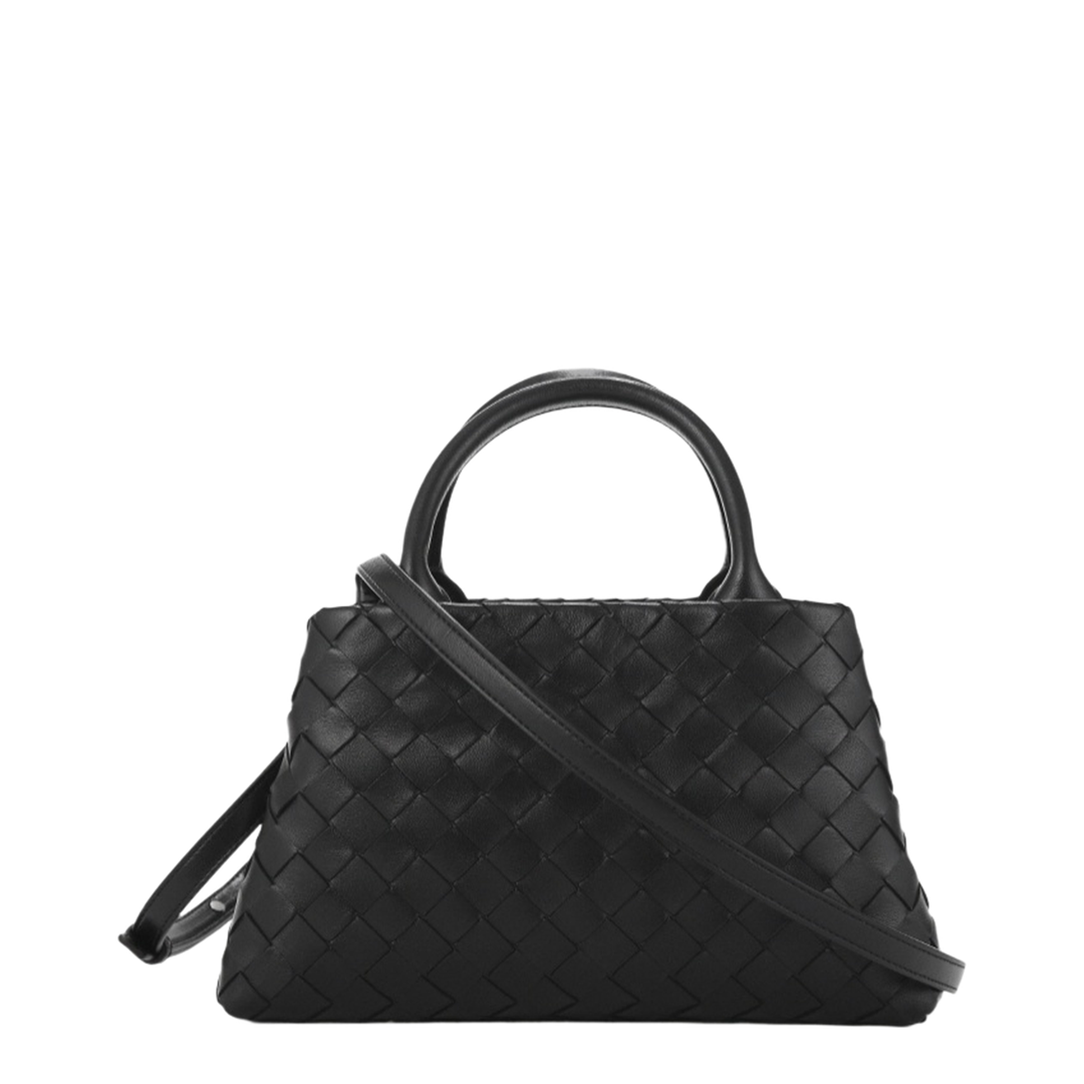 Intrecciato Roma Top Handle Bag Black