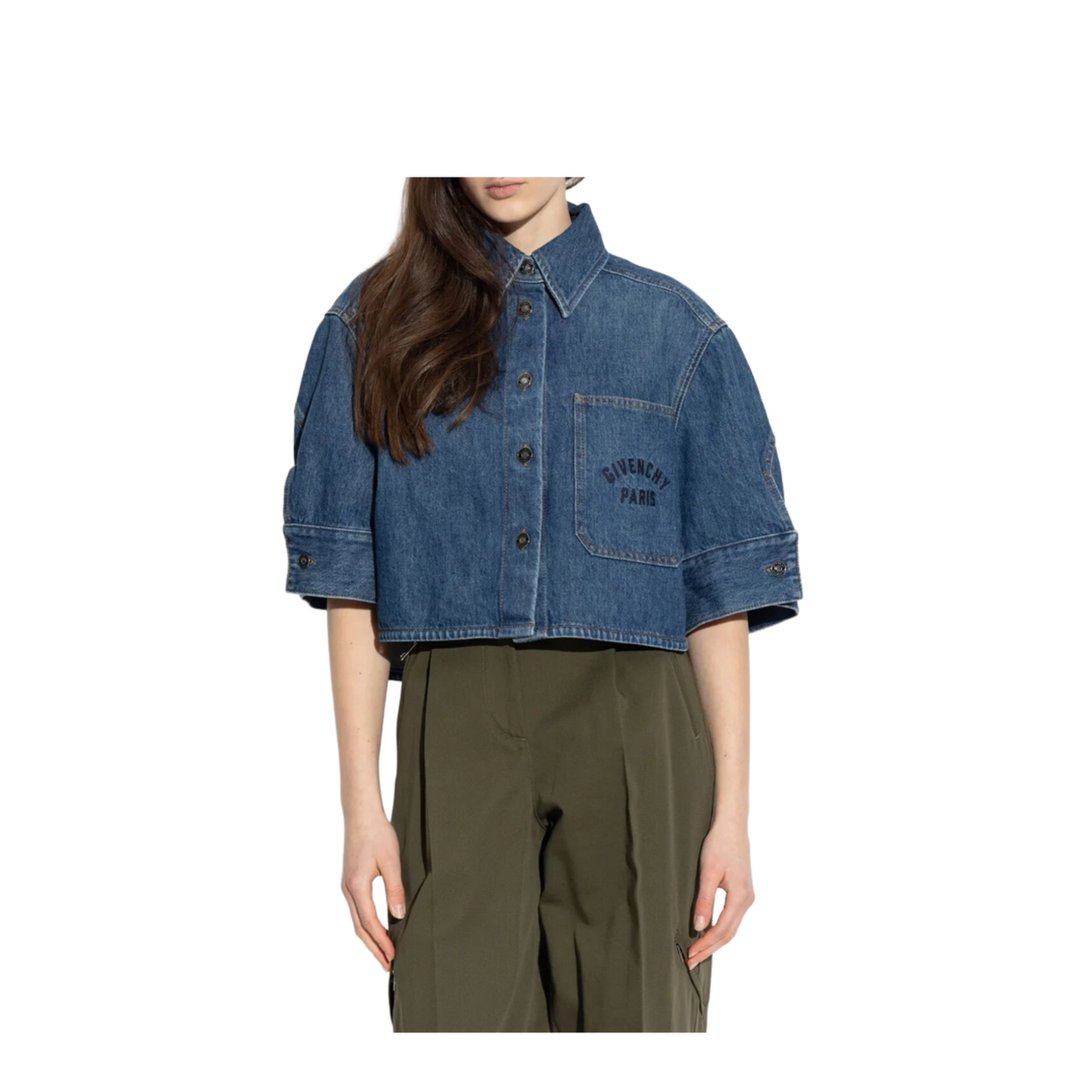 MAYFEYR - Givenchy - Cropped Cocoon Shirt In Medium Denim - BW61J7517B