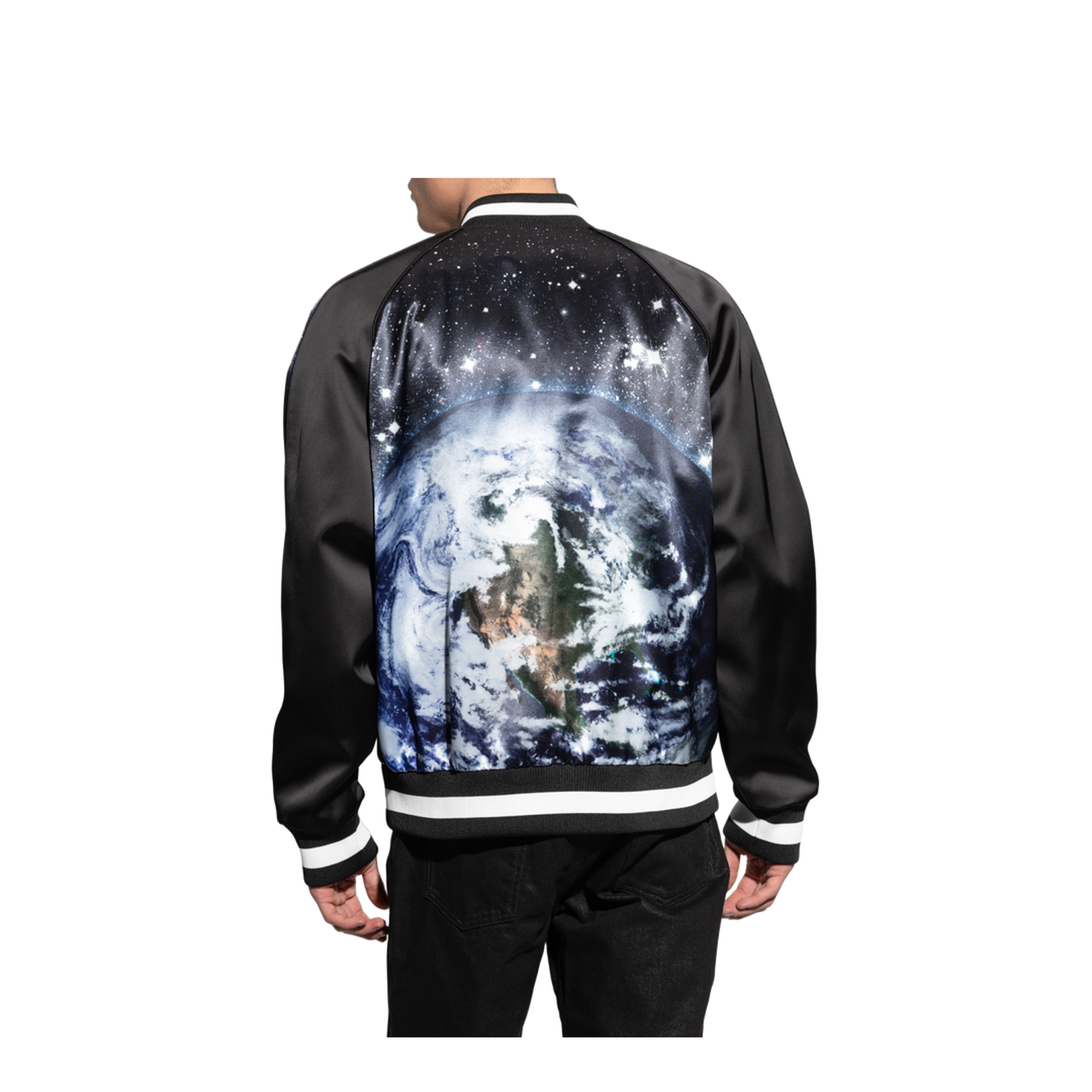 Printed Earth and Stars Bomber Jacket