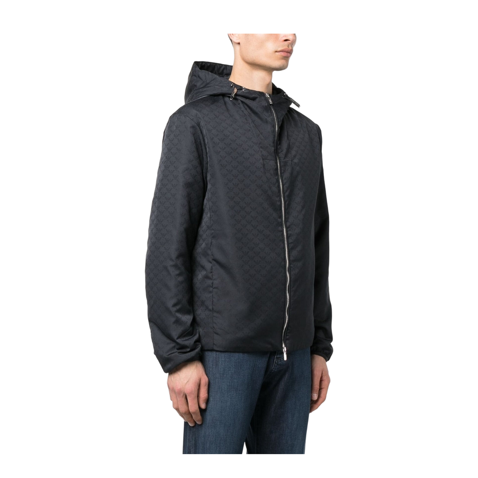 Monogram-Pattern Hooded Jacket