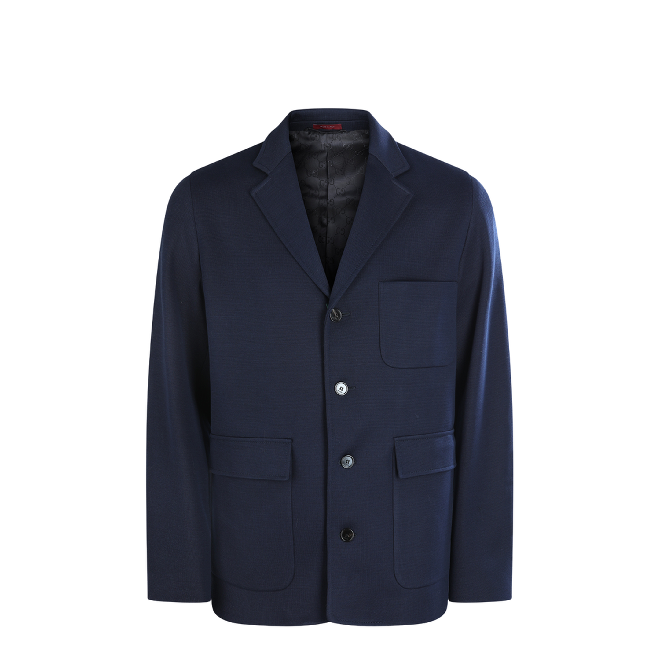 Single-breast Cotton Jersey Jacket in Dark Blue