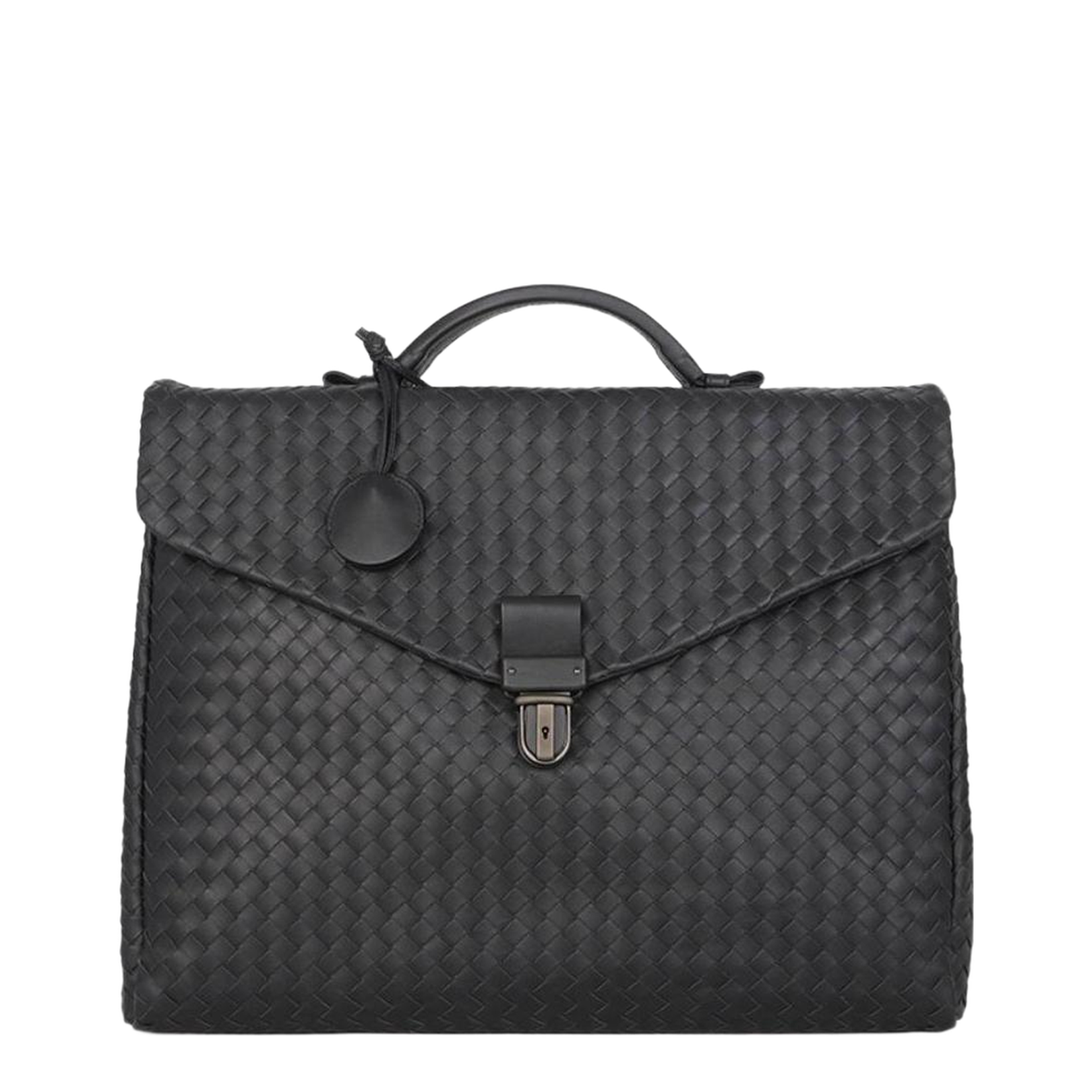 Intrecciato Leather Briefcase - Black