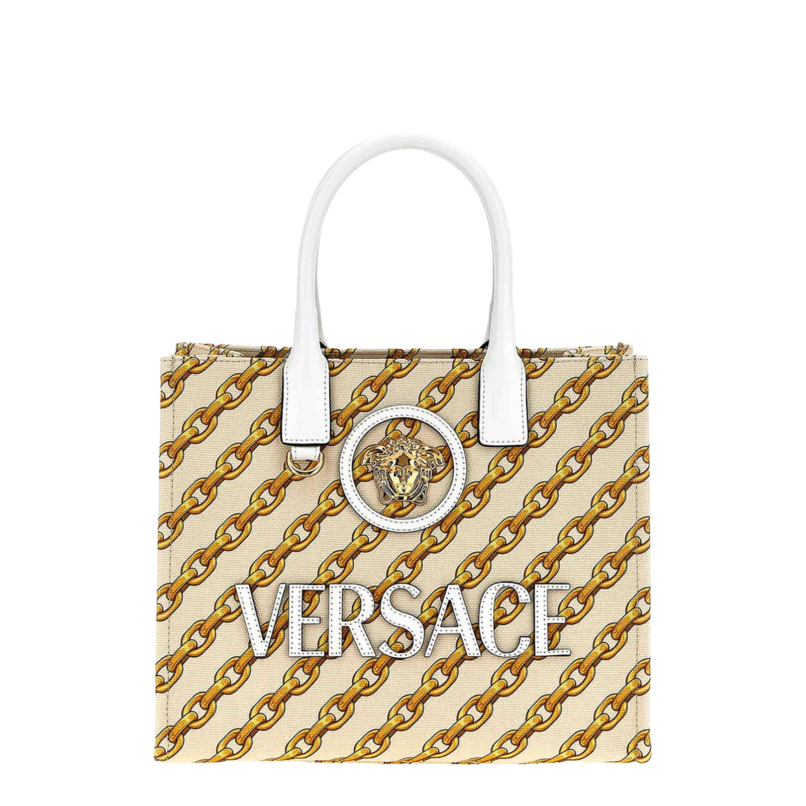 Chain Stripes La Medusa Small Shopping Bag