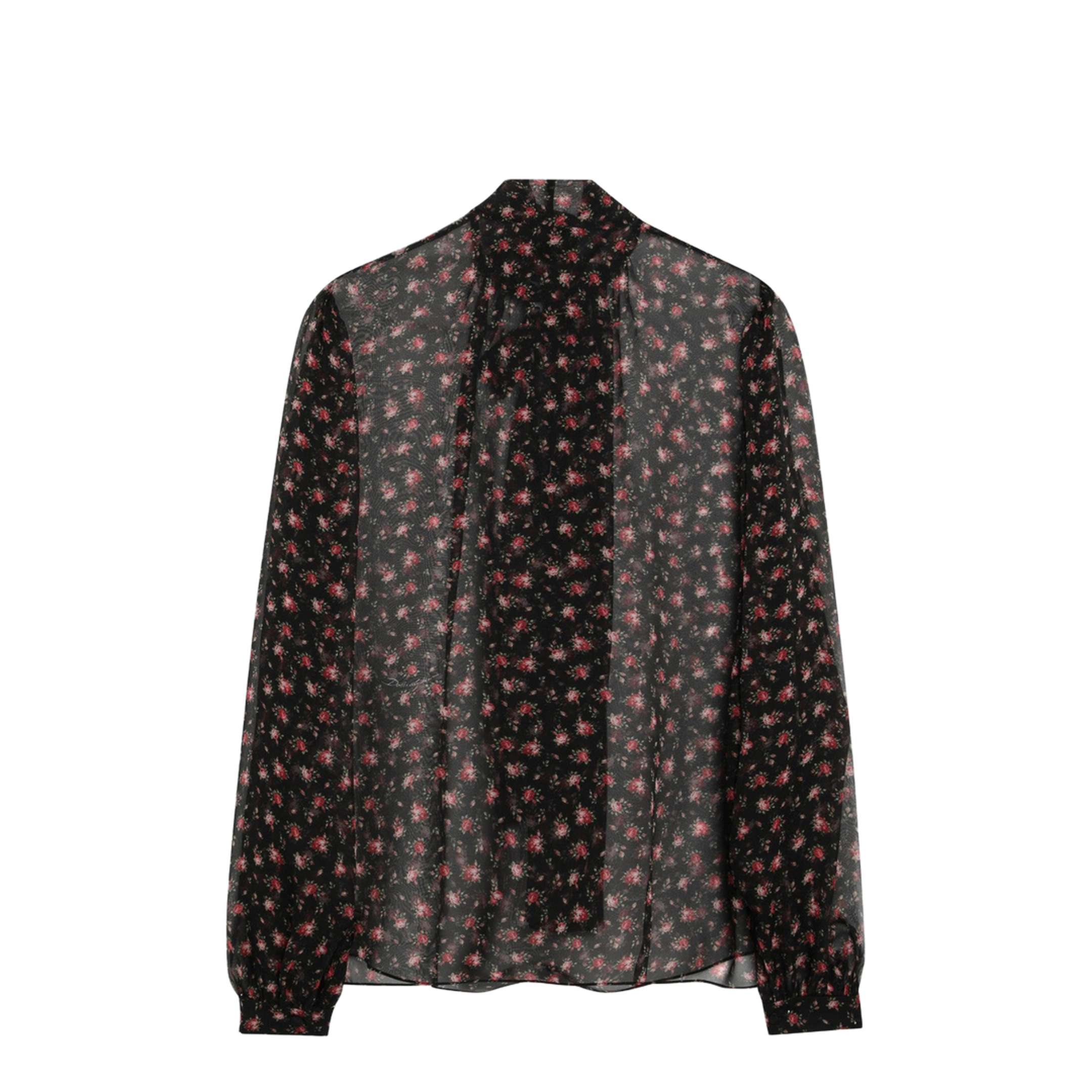 MAYFEYR - Dolce & Gabbana - Black Chiffon Blouse With Small Rose Print - F7BJ2TIS10IHN5XJ