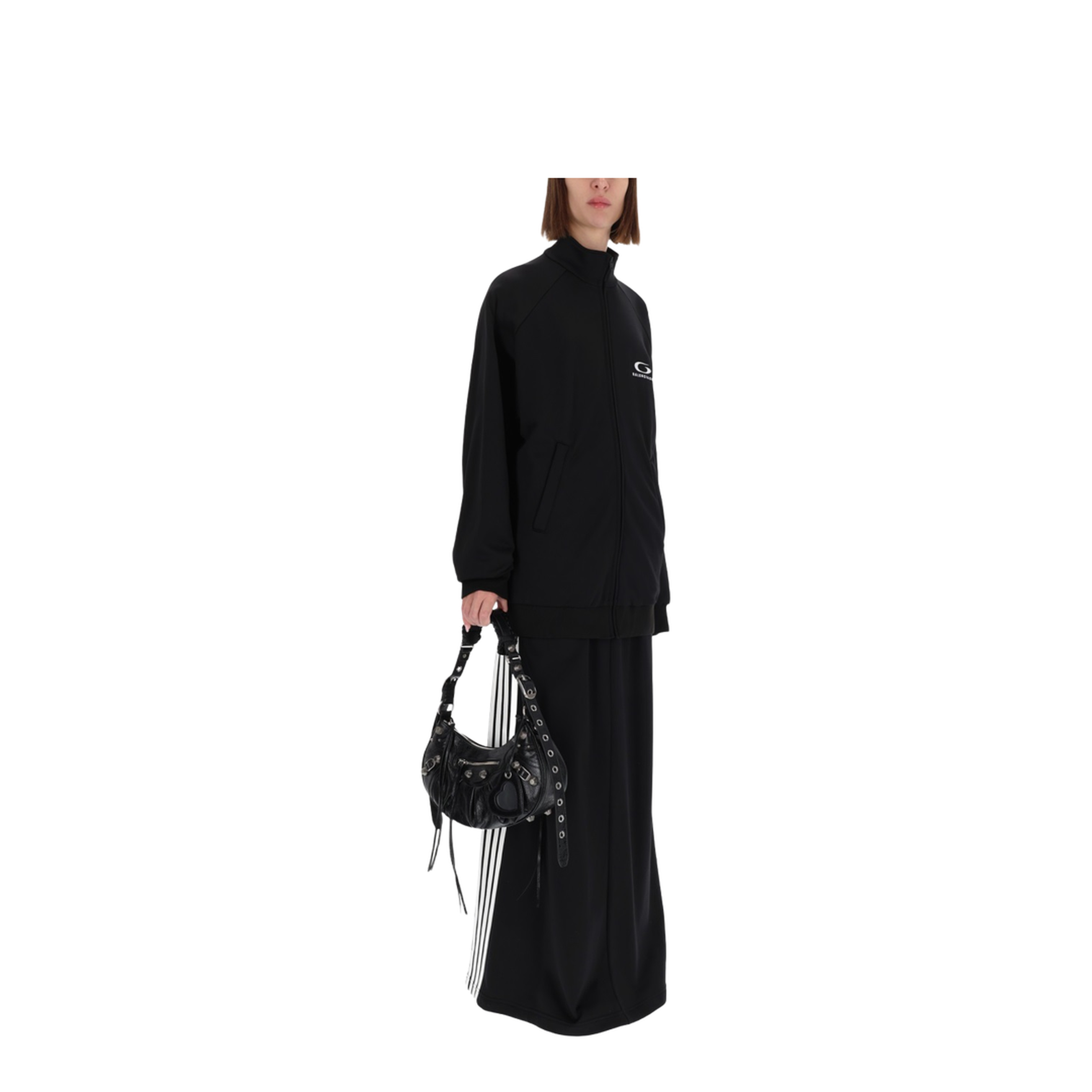 Black Cotton Zip-Up Tracksuit Jacket