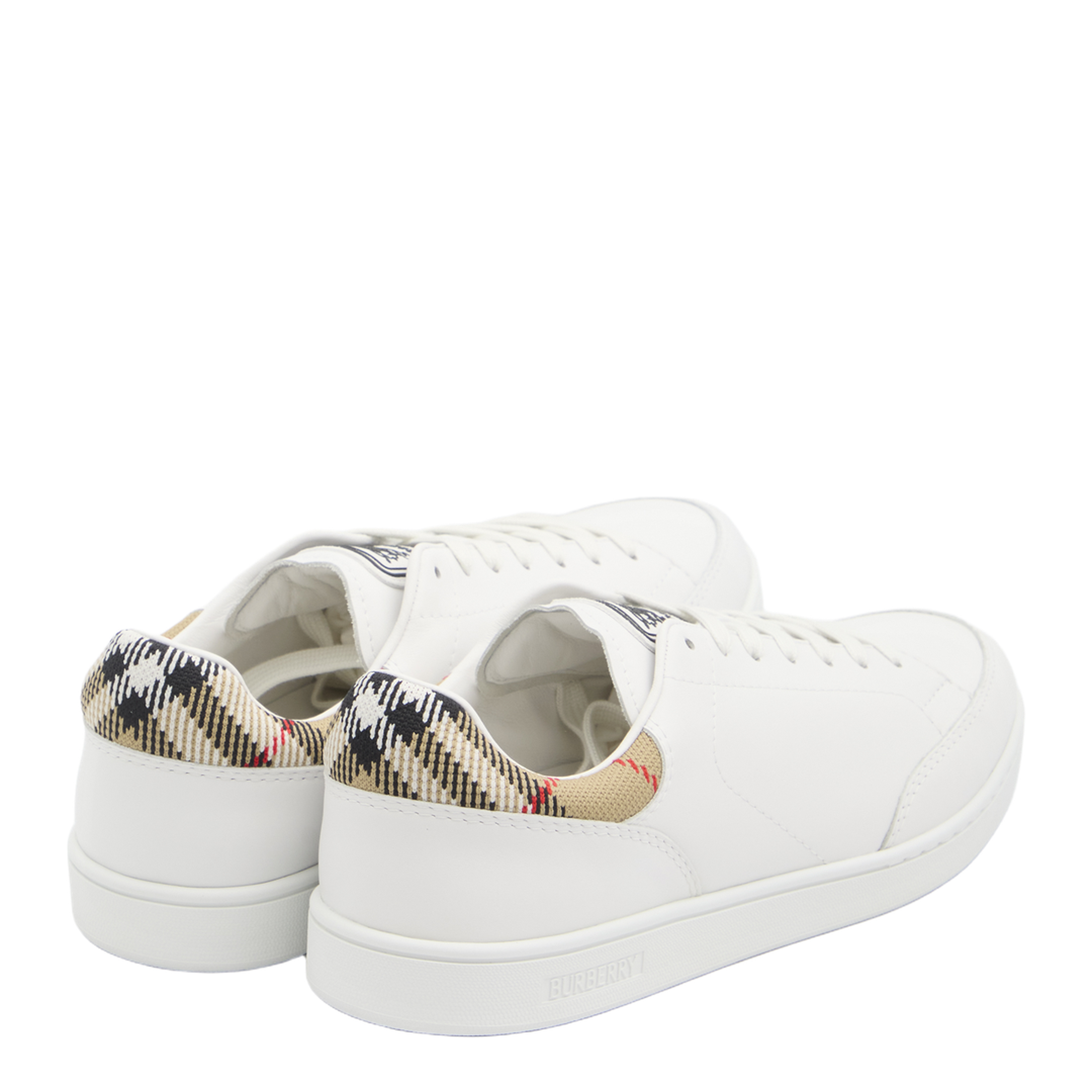 Checked Heel Leather Low-Top Sneakers