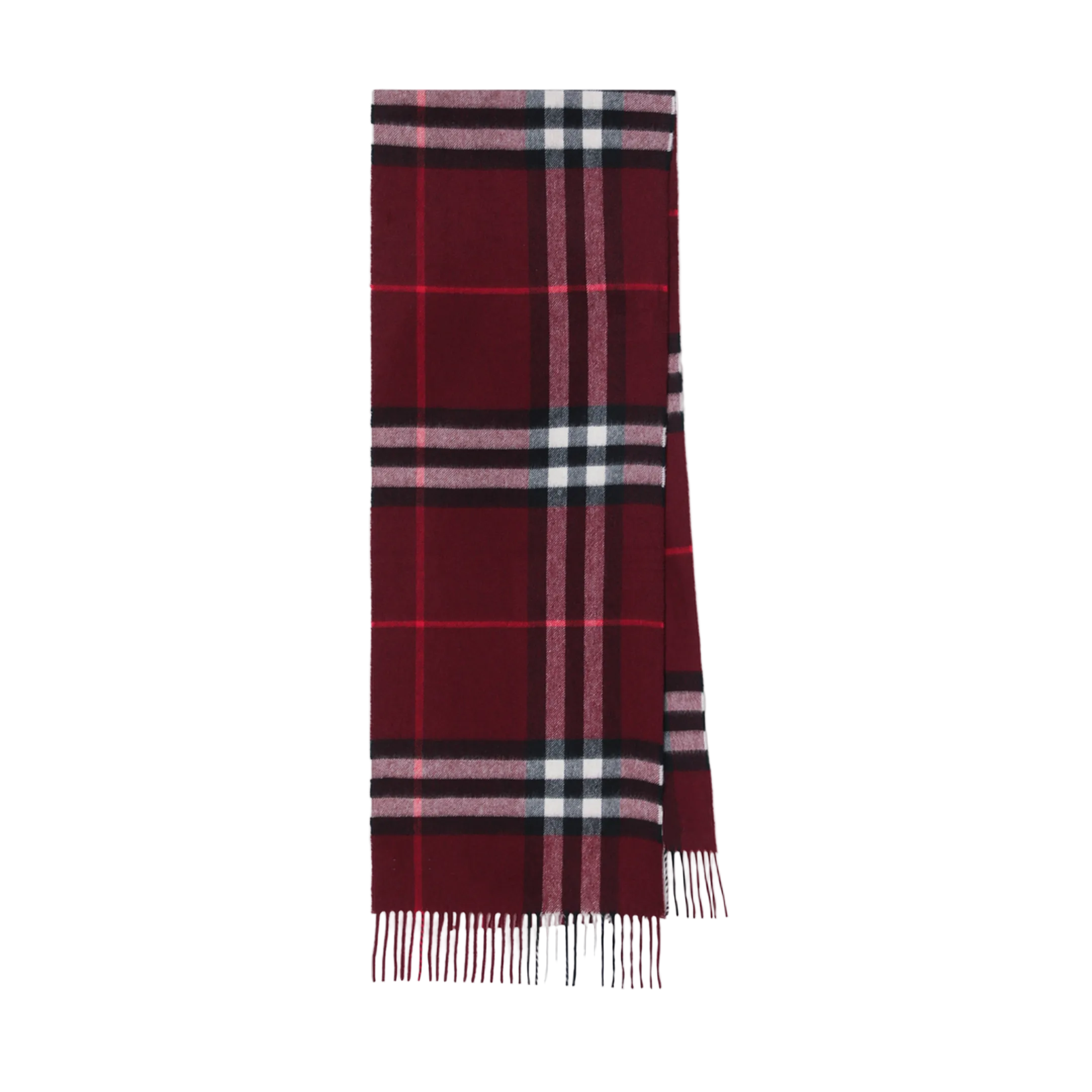 MAYFEYR - Burberry - Burgundy Cashmere Scarf With A Checked Pattern - 8112639110106A1308