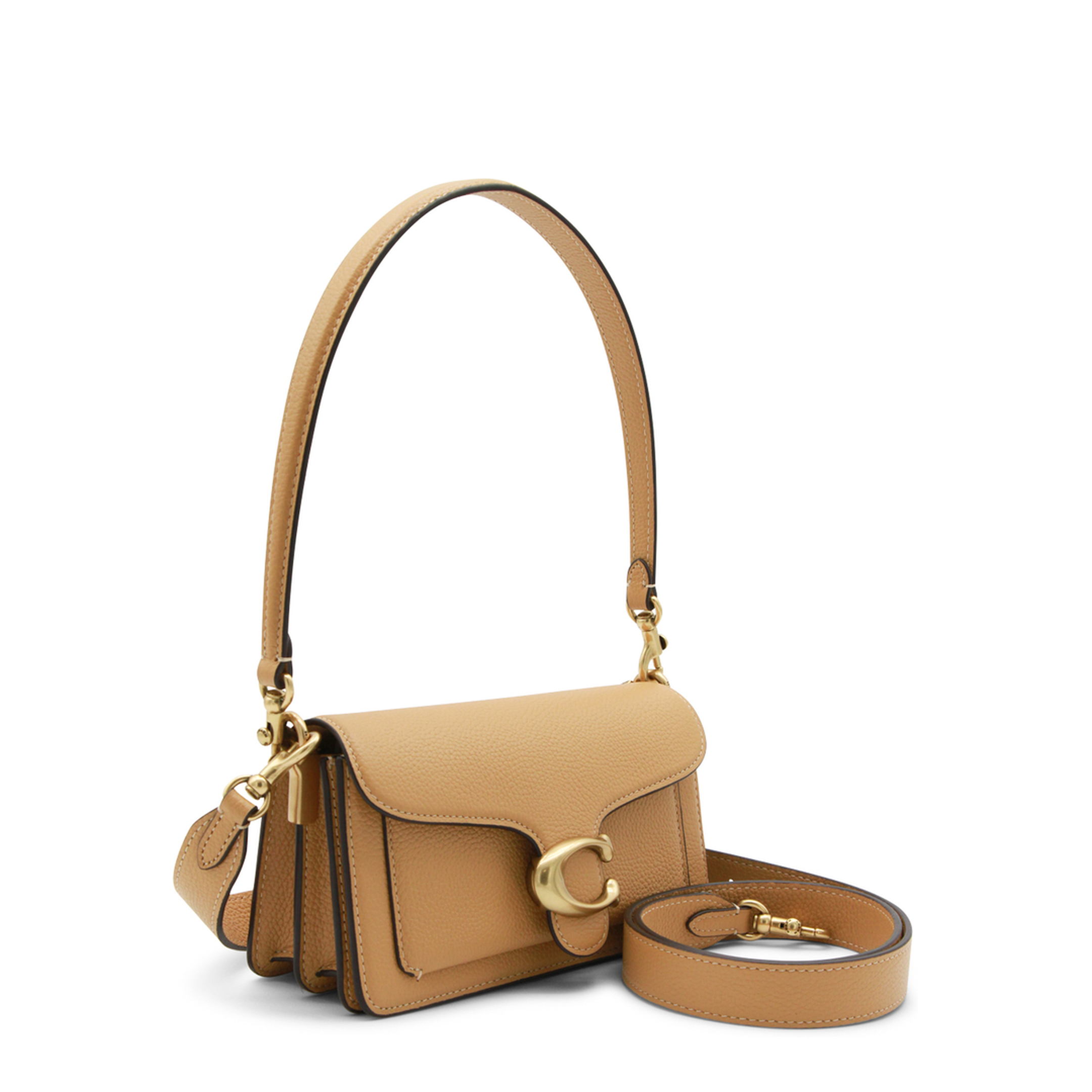 Tabby 20 Polished Pebble Leather Shoulder Bag - Biscuit