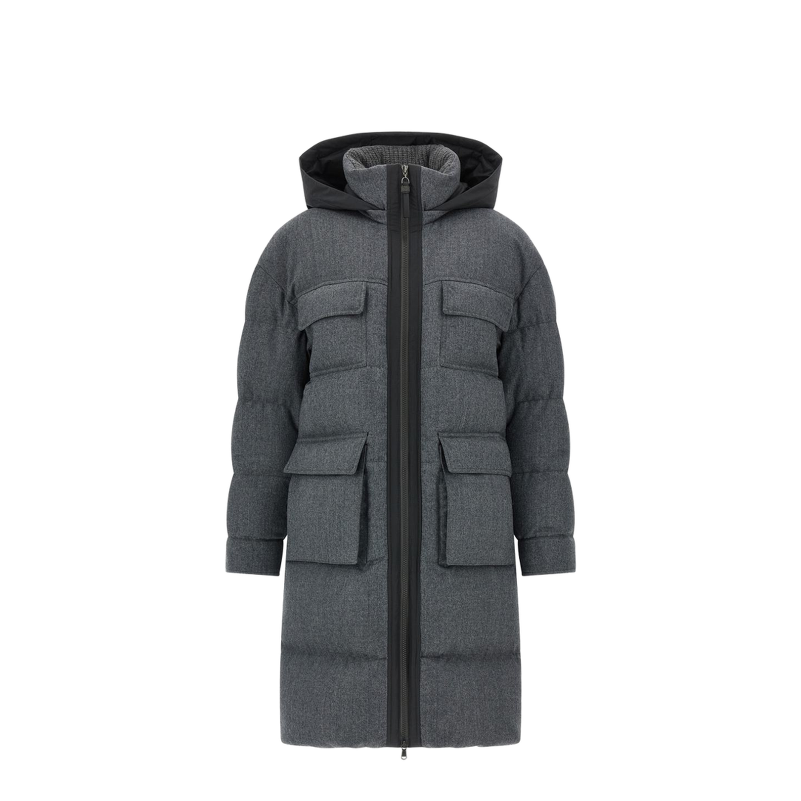 Shiny Zipper Pull Long Down Jacket