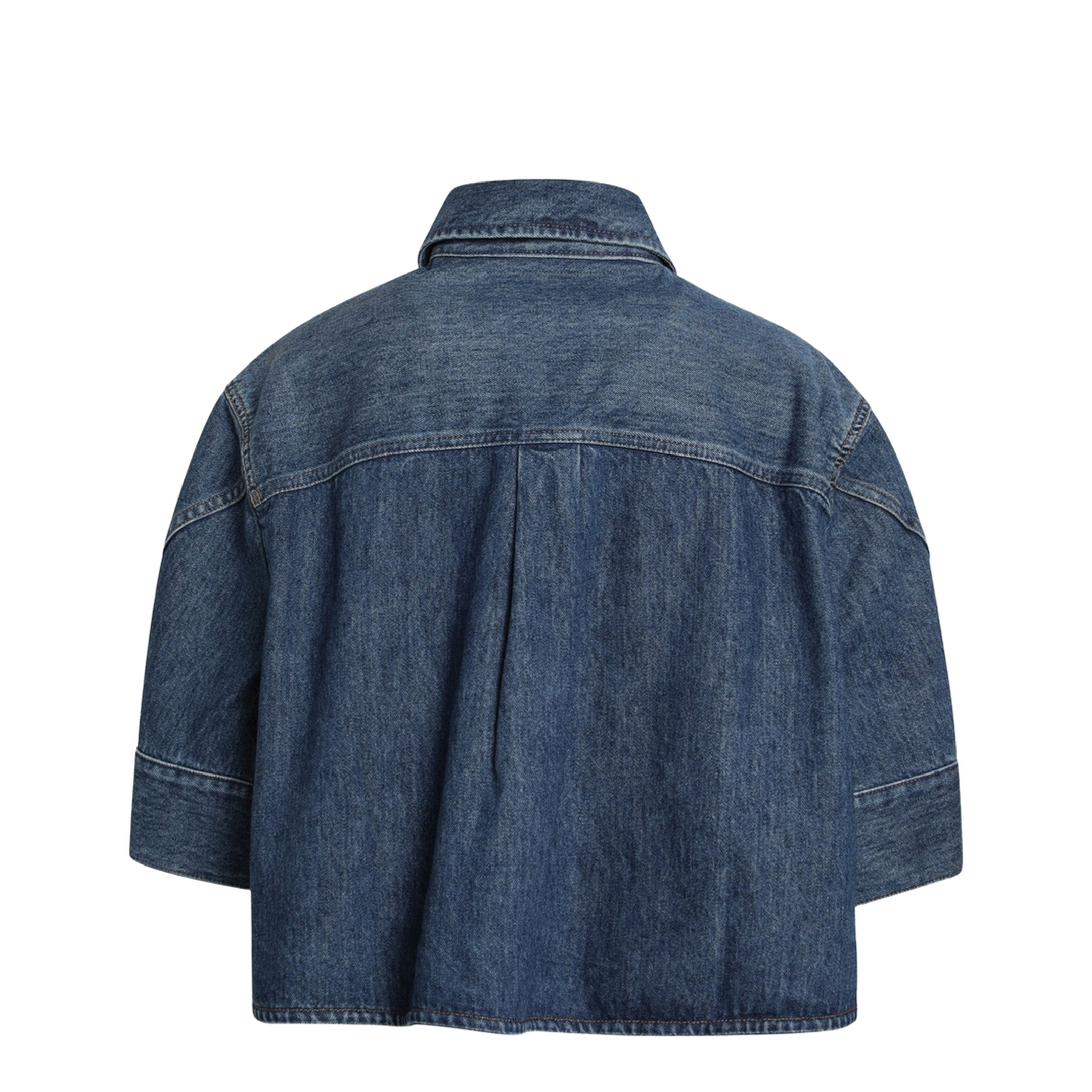 Short Cocoon Shirt in Medium Blue