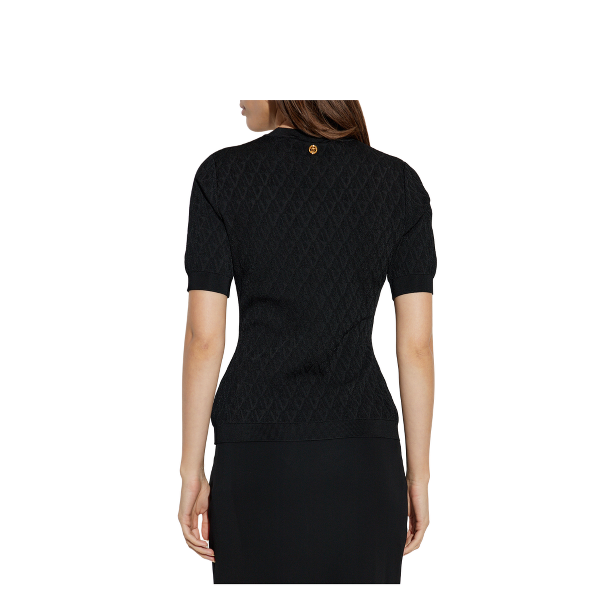 Logo V Jacquard Knit T-Shirt