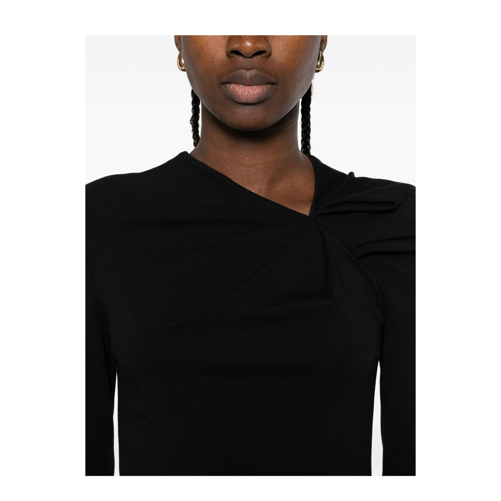 Long Dress with Gathering Detail in Stretch Milano Stitch