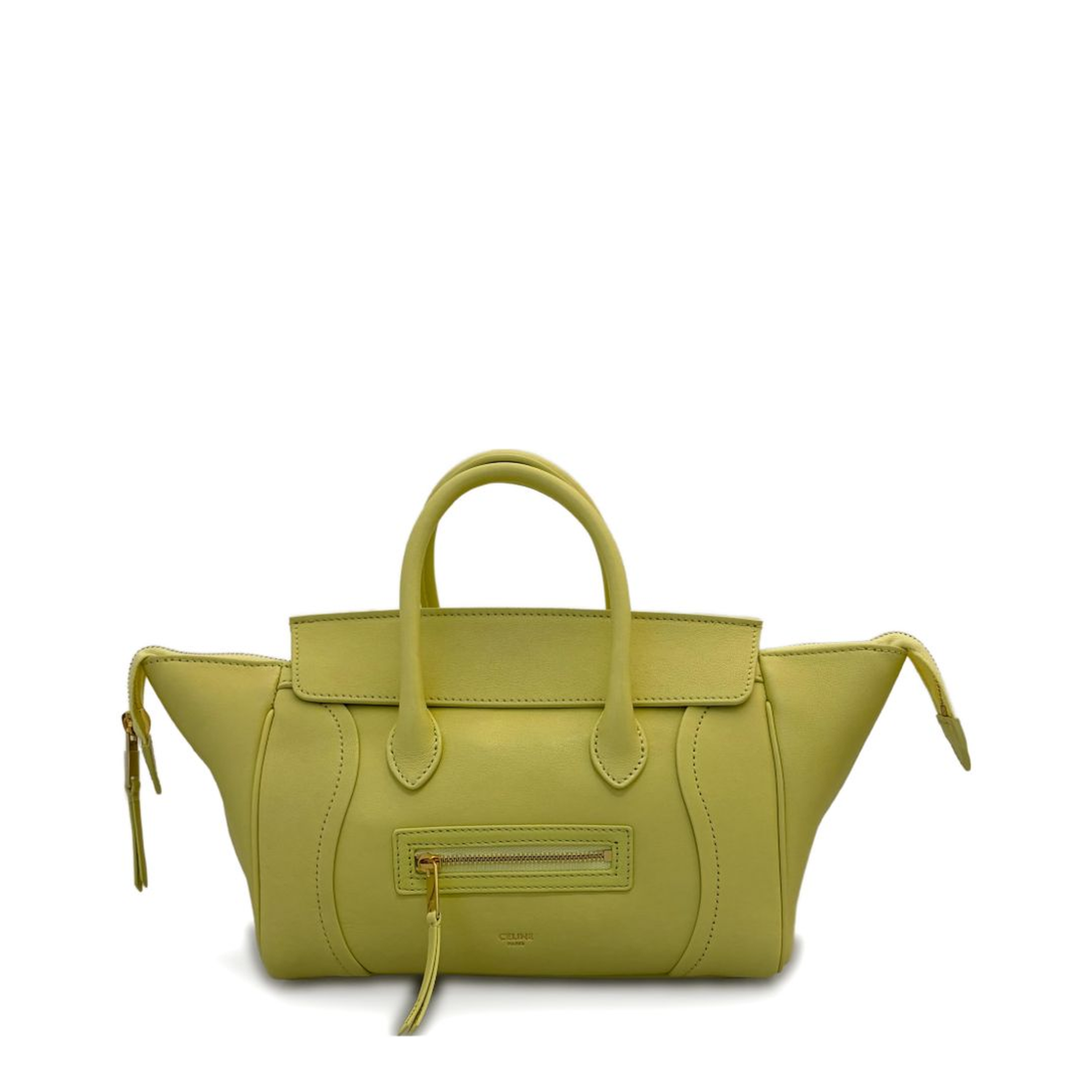 Luggage Small Leather Tote Bag - Yellow