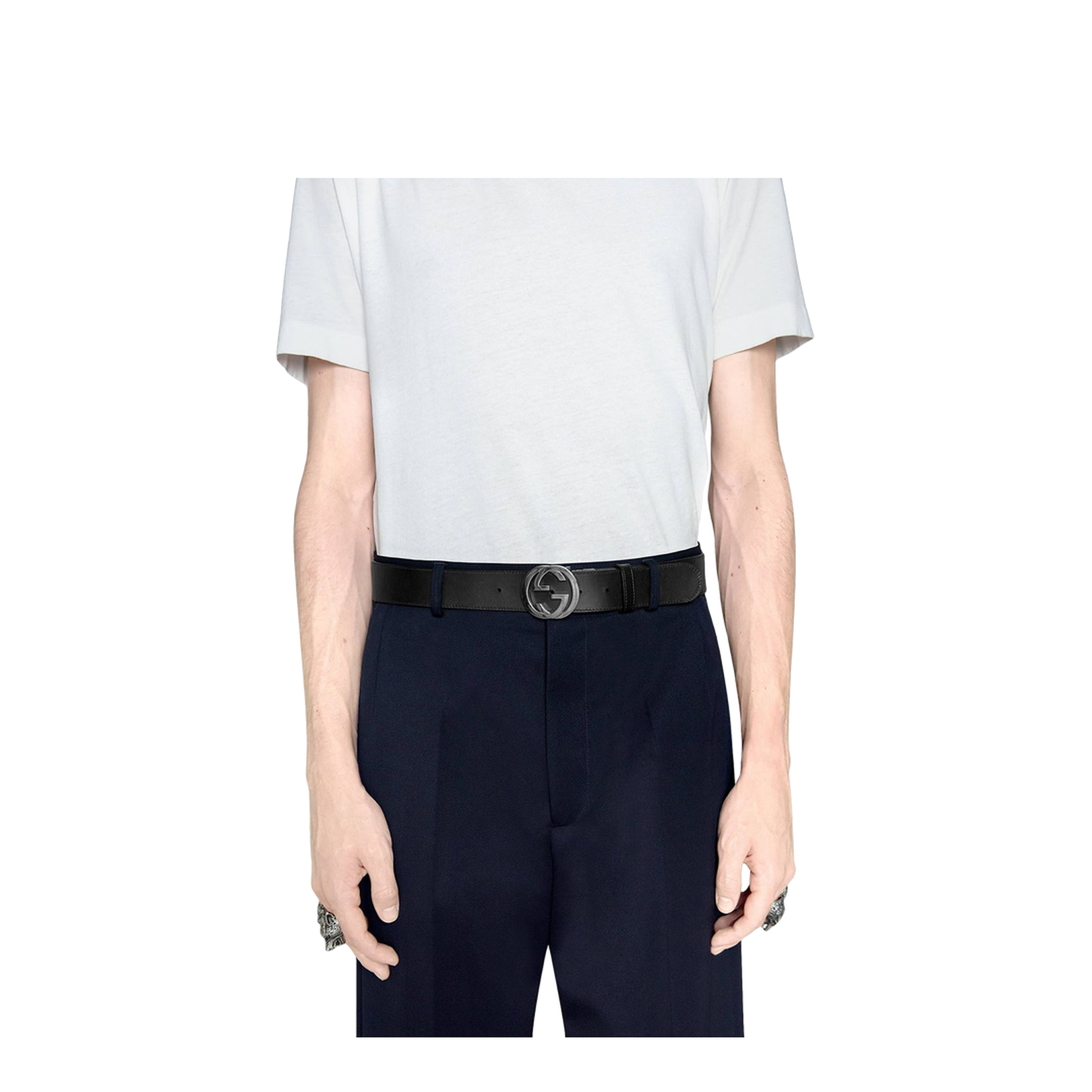 GG Supreme Black Leather Reversible Belt