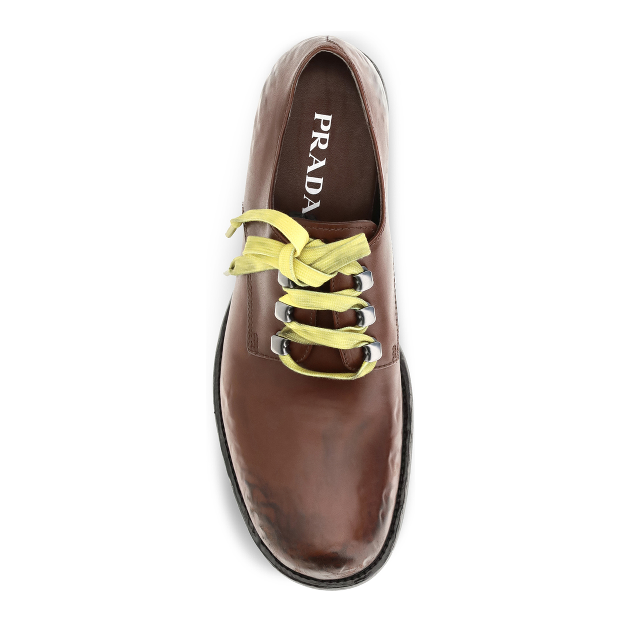MAYFEYR - Prada - Antique Leather Lace-Up Loafers - 1E605OF0353ZPR