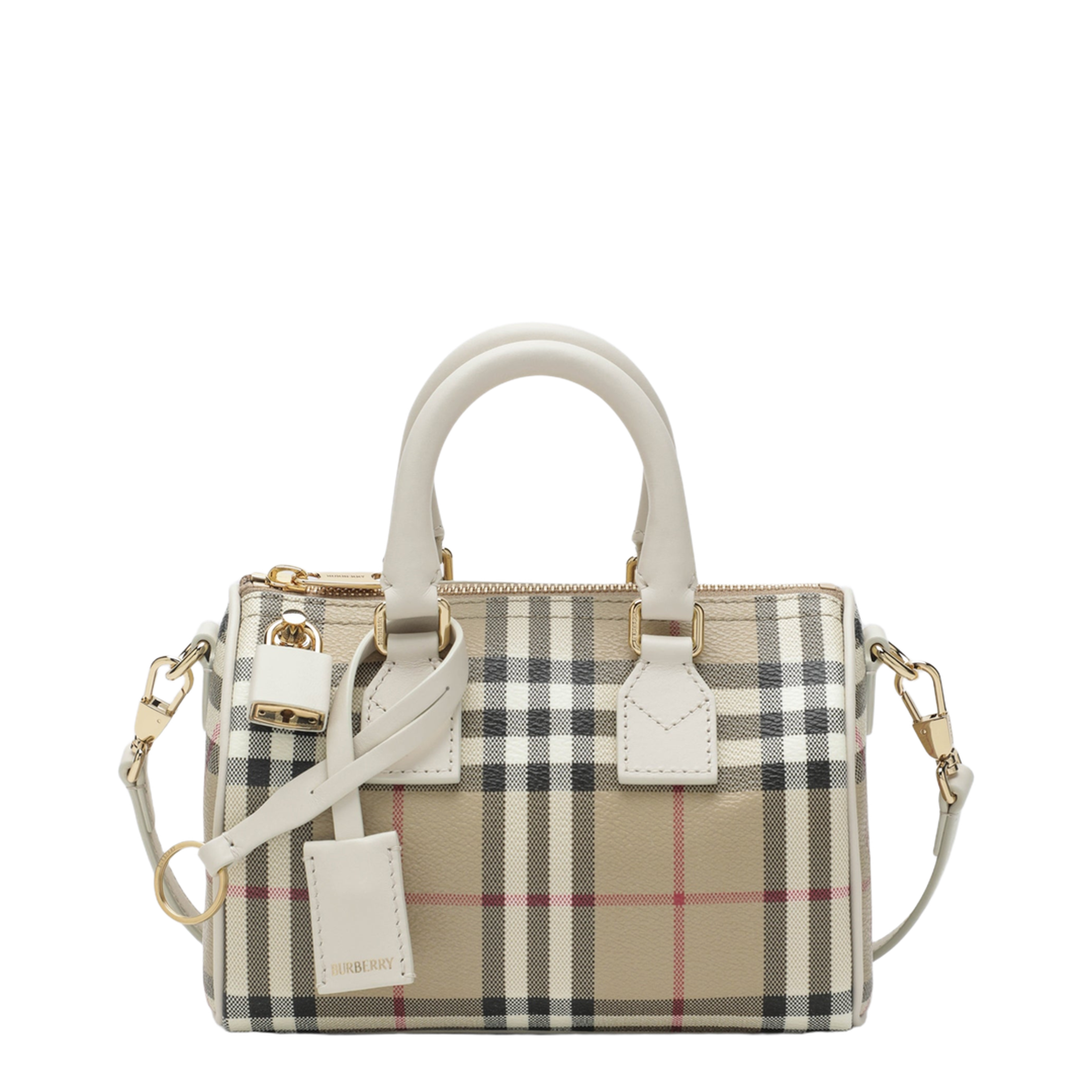 Mini Vintage Check Bowling Bag In Coated Cotton Beige
