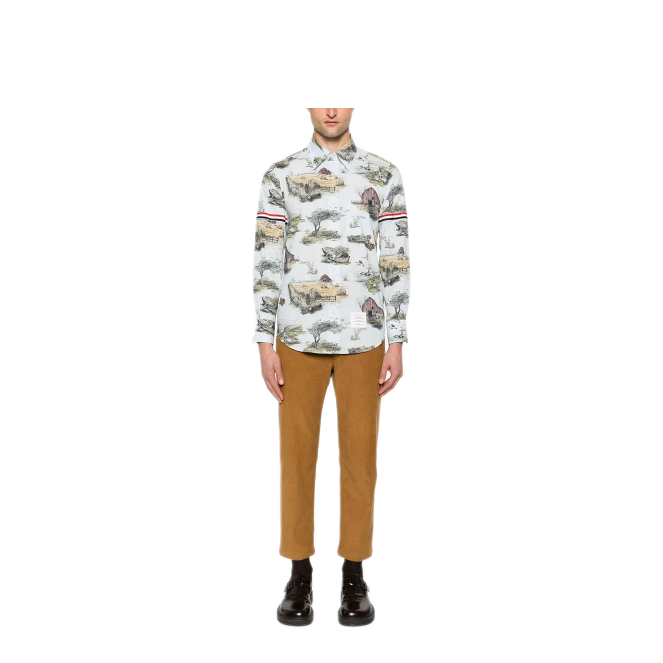 MAYFEYR - Thom Browne - Straight Fit Bd Pc L/S Shirt With Gg Armband In Scenic Toile Small Cotton Popeline - MWL301OF0976996