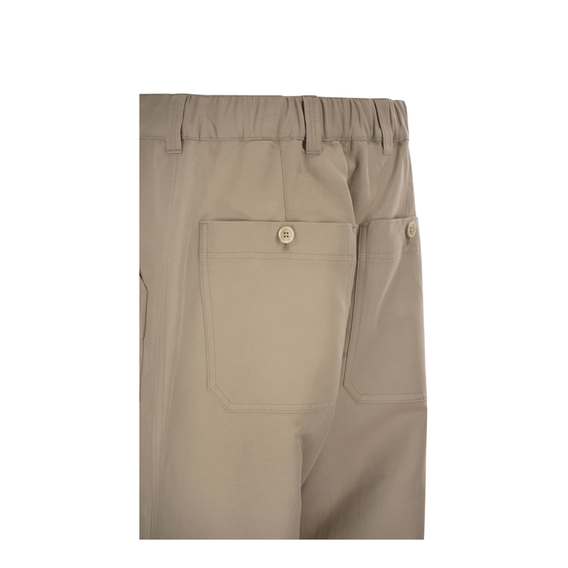 Cotton and linen drill trousers with patch pockets and drawstring