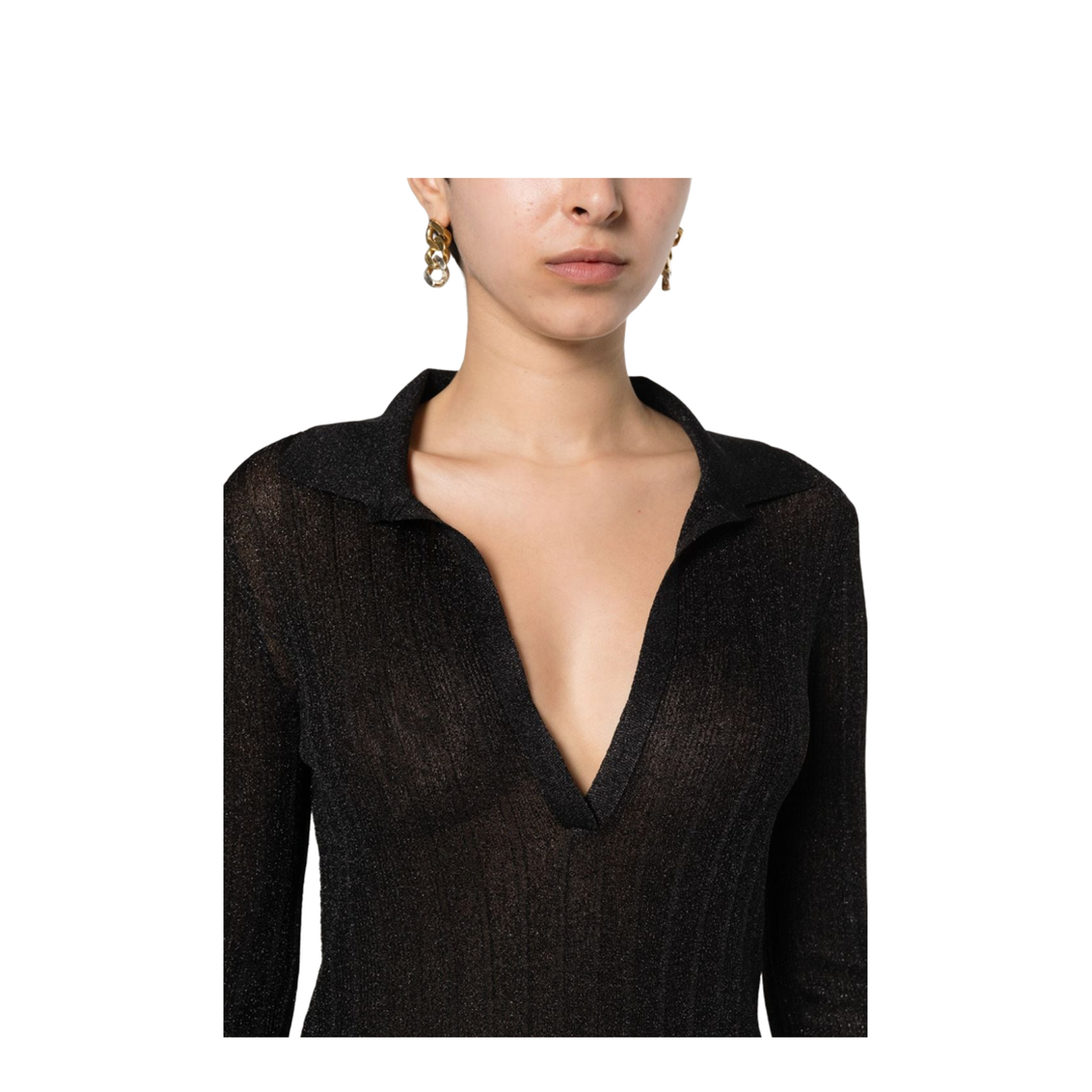 Ribbed Lurex Polo Shirt
