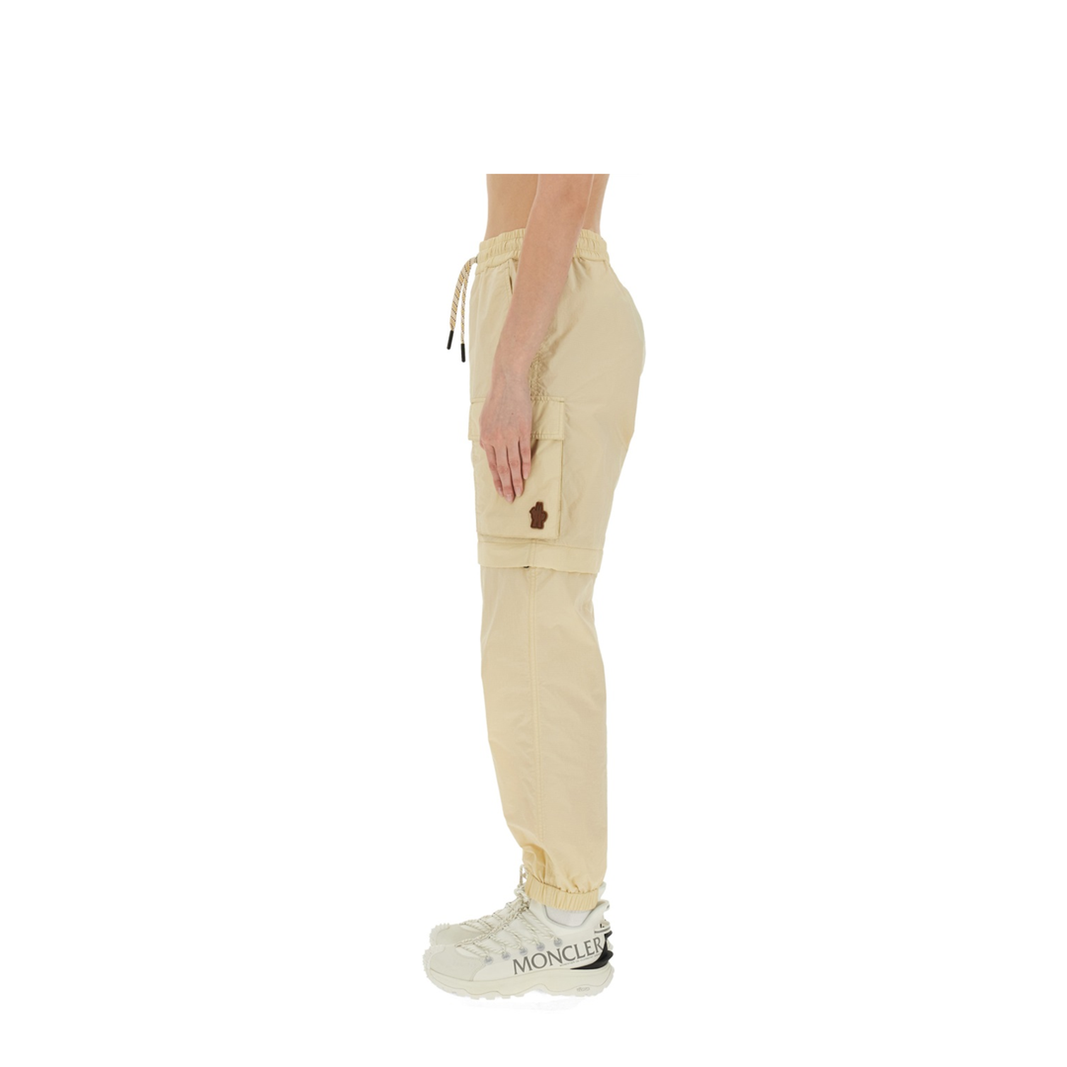 Cream Polyamide Sporty Pants