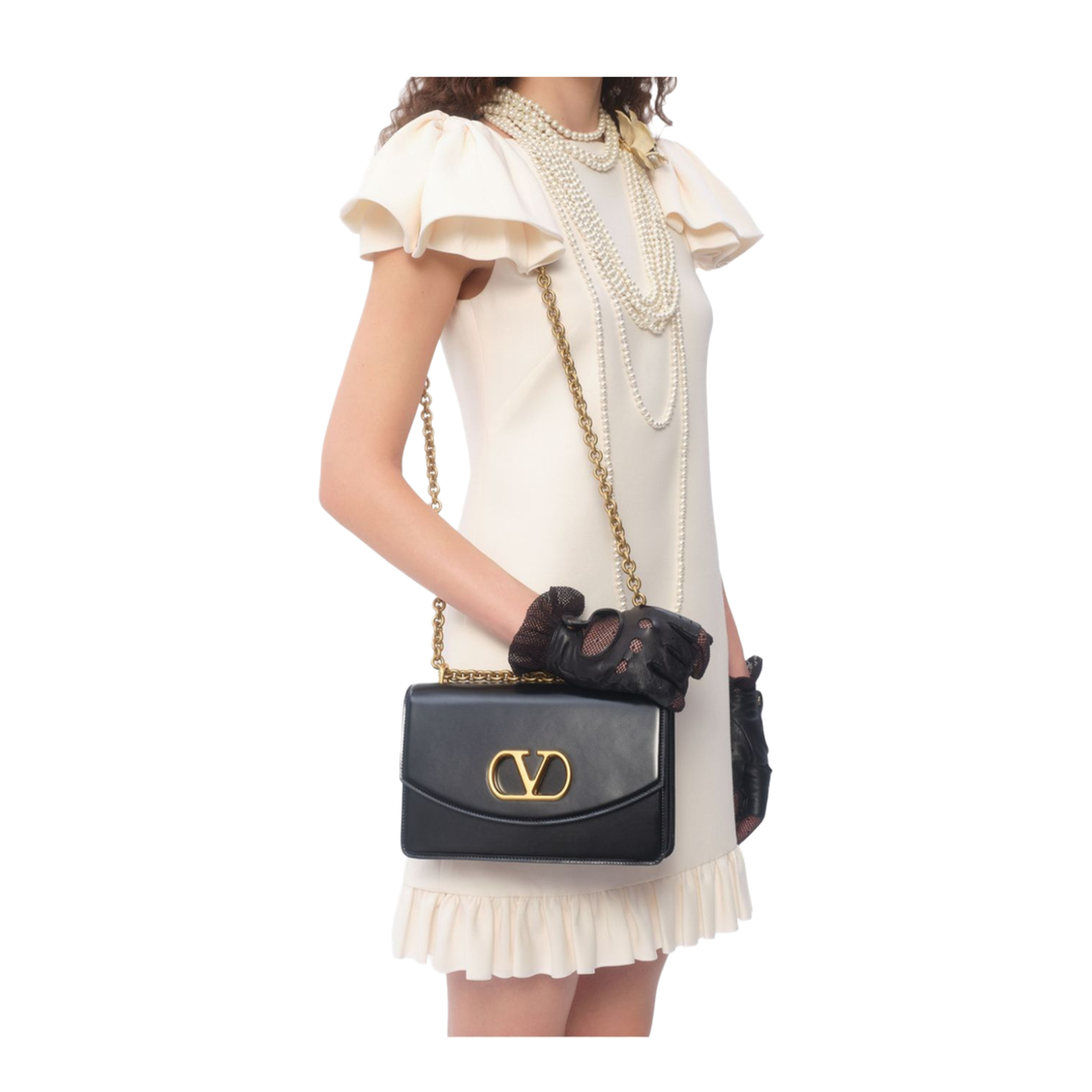 Ivory Short Puff Sleeve Dress