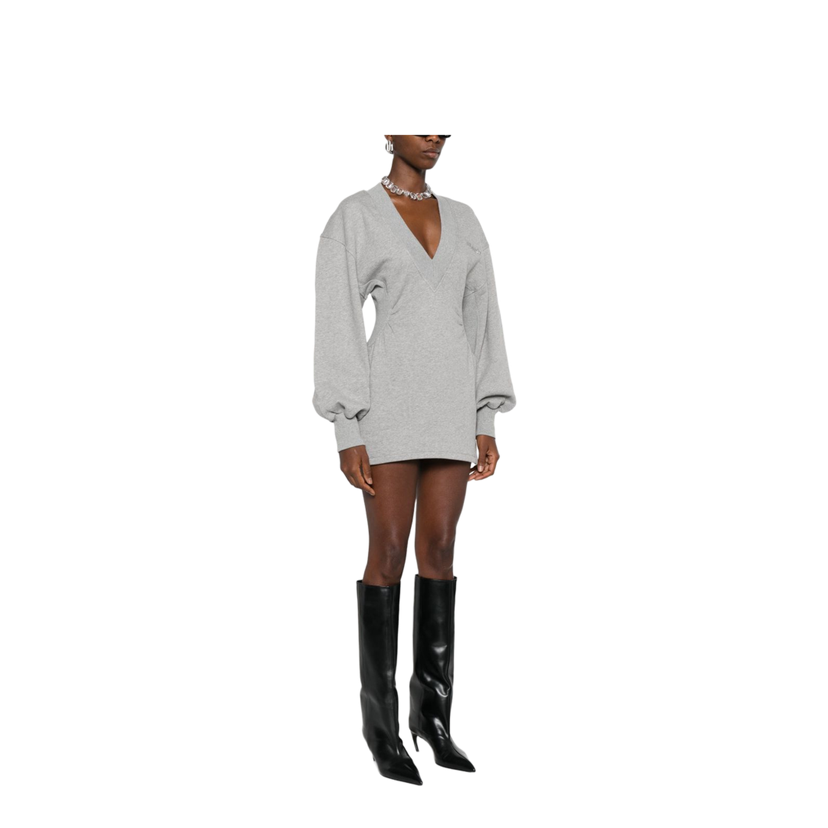 Mini Dress in Faded Black American Fleece