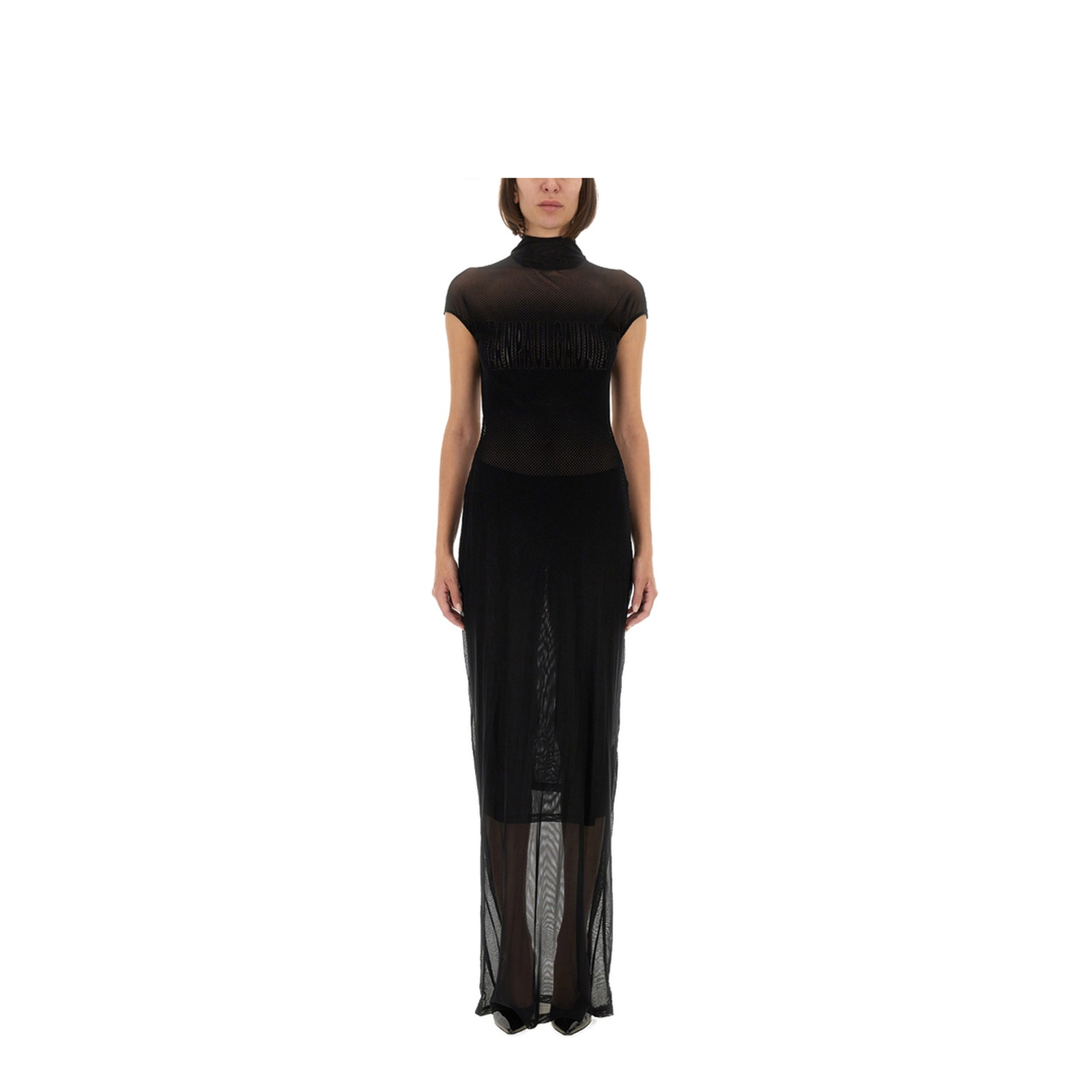 Mesh Dress with Flocked Logo