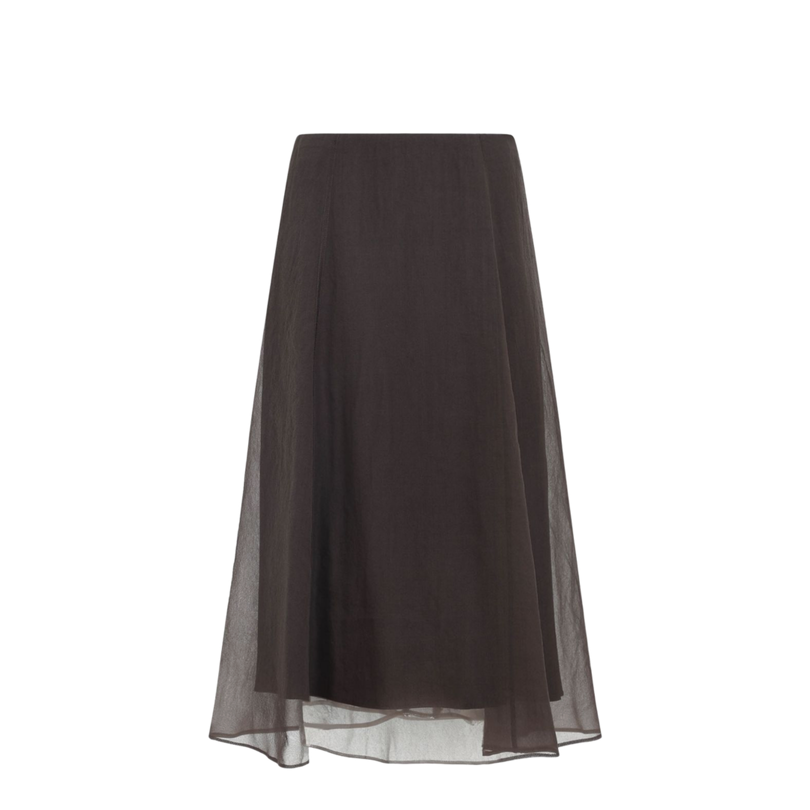Dark Brown Layered Long Skirt