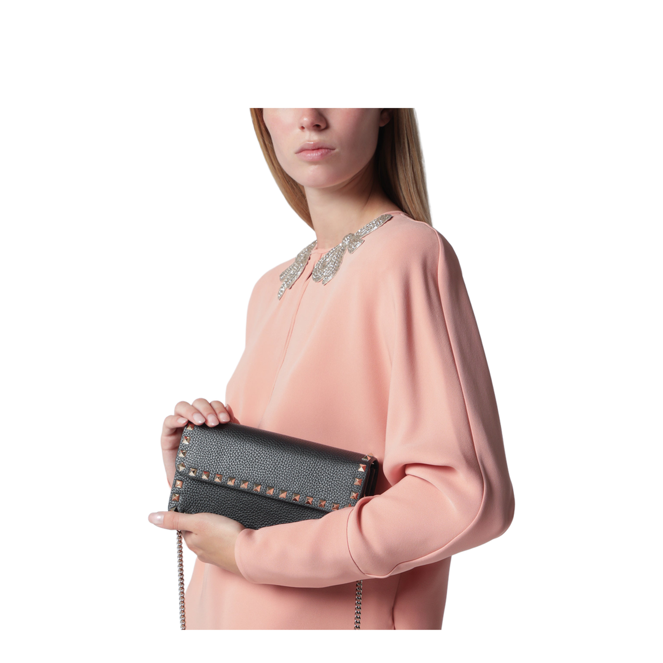 MAYFEYR - Valentino - Pouch With Black Rockstud Chain - 9W2P0S61VSH0NO