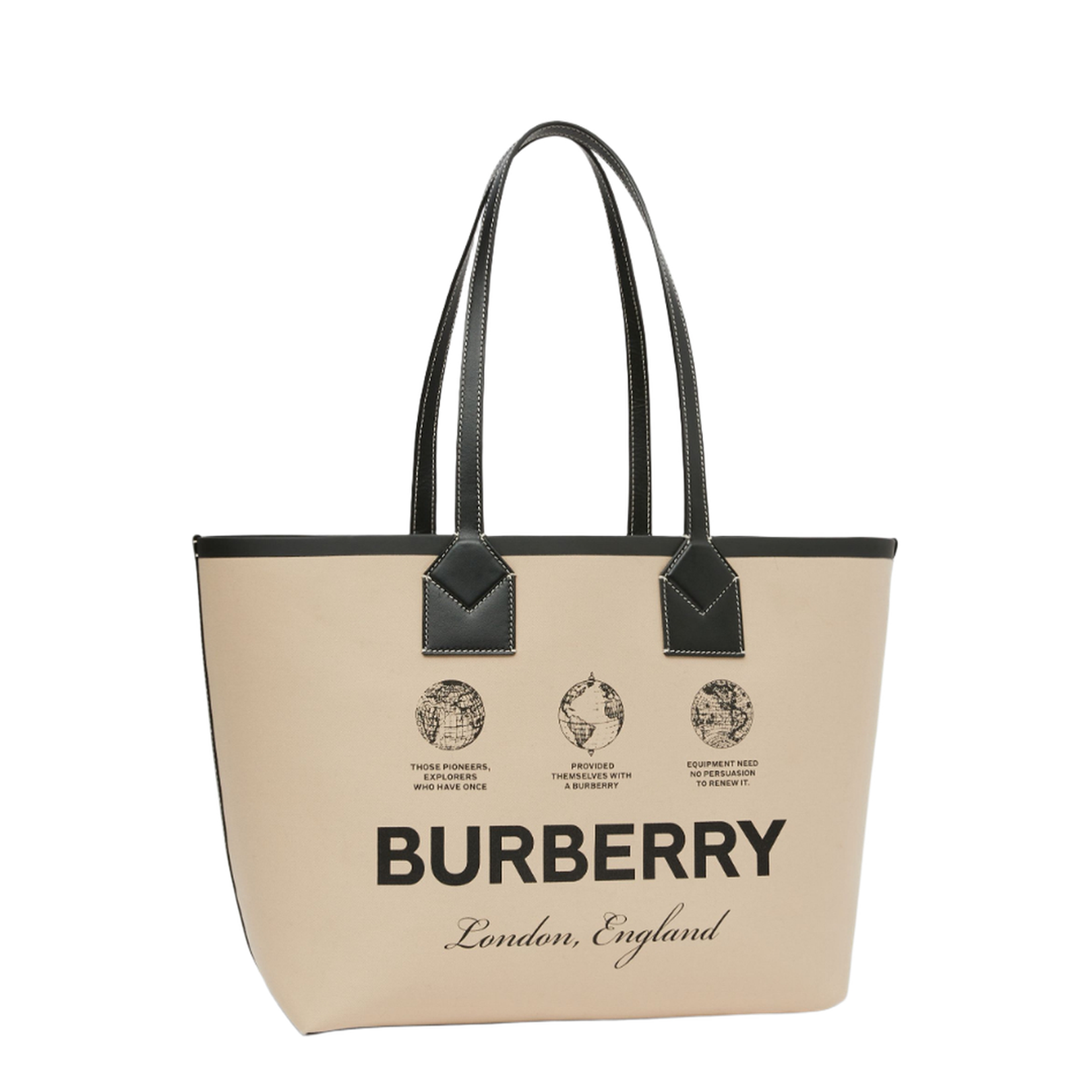 Label Print Cotton Medium London Tote Bag