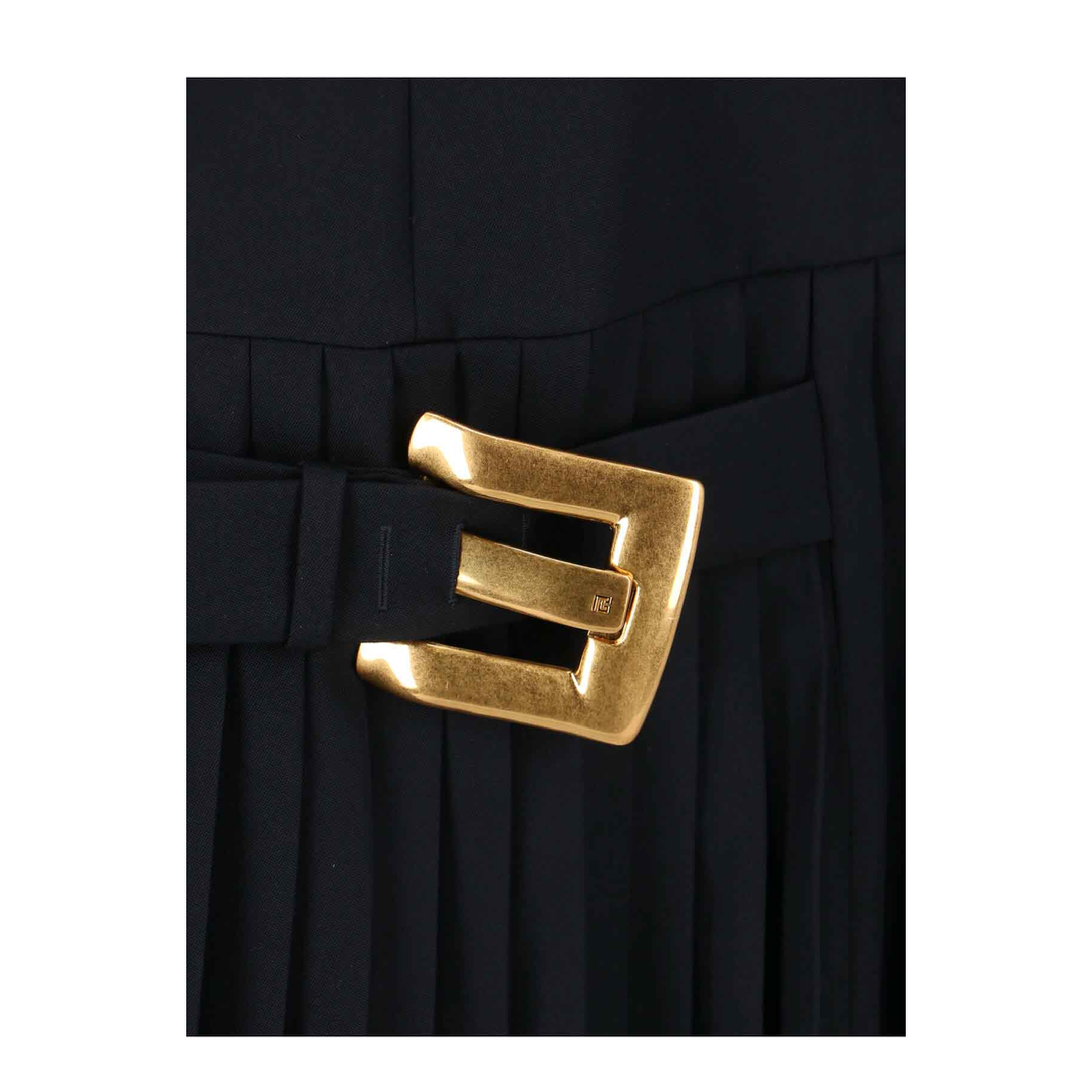 Belted Pleated Mini Dress Black