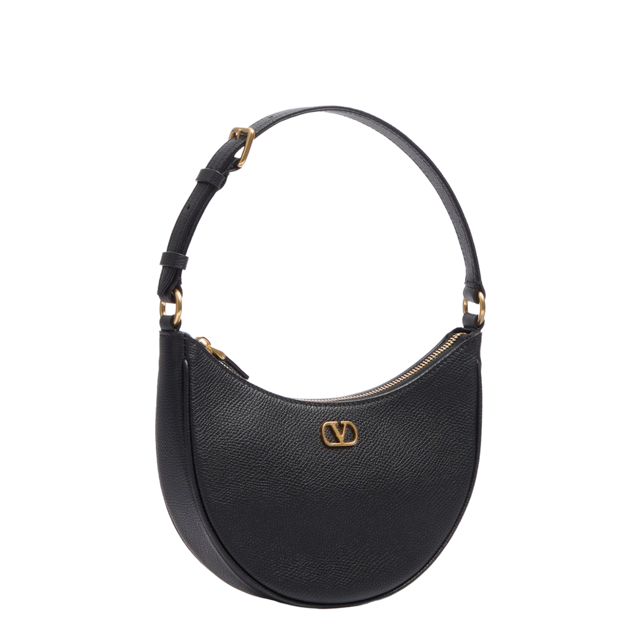 VLogo Signature Leather Mini Shoulder Bag - Black