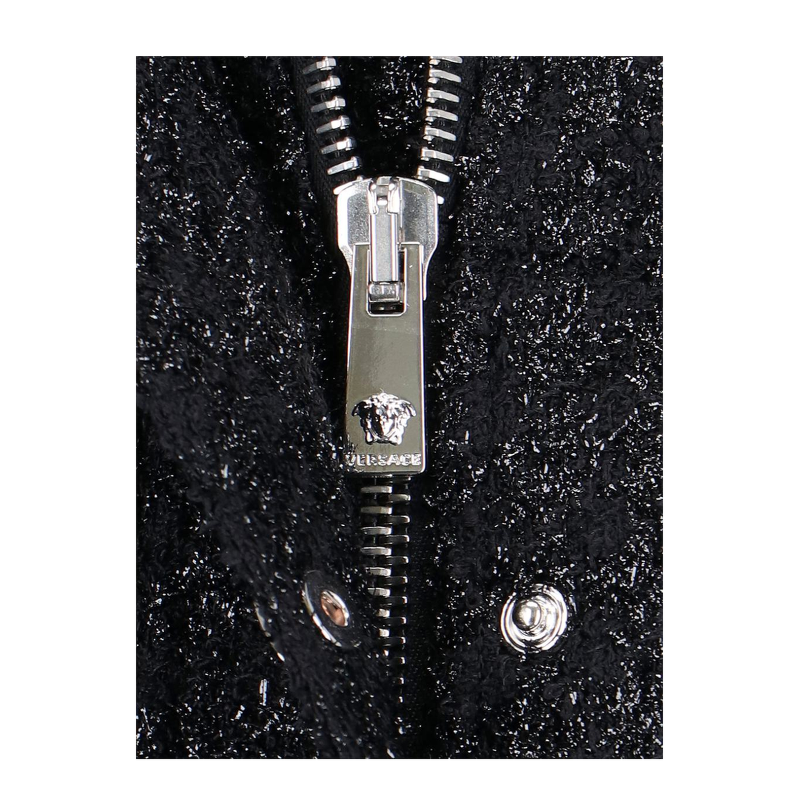Black Lurex Jacket with Medusa Silver-tone Hardware